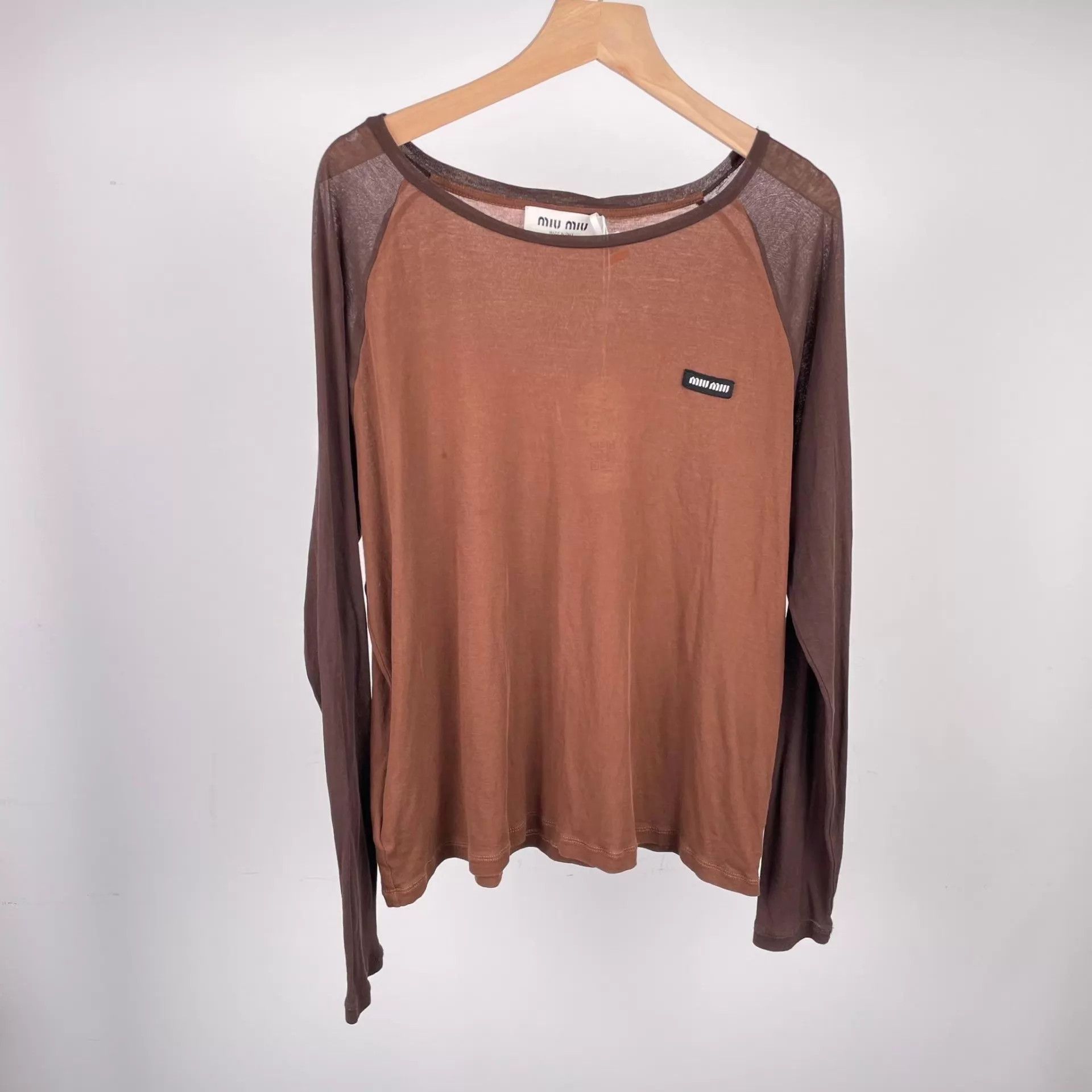 Miu Miu MIU MIU Women's Color Blocked Brown Long Sleeve S Size S / US 4 / IT 40 - 1 Thumbnail