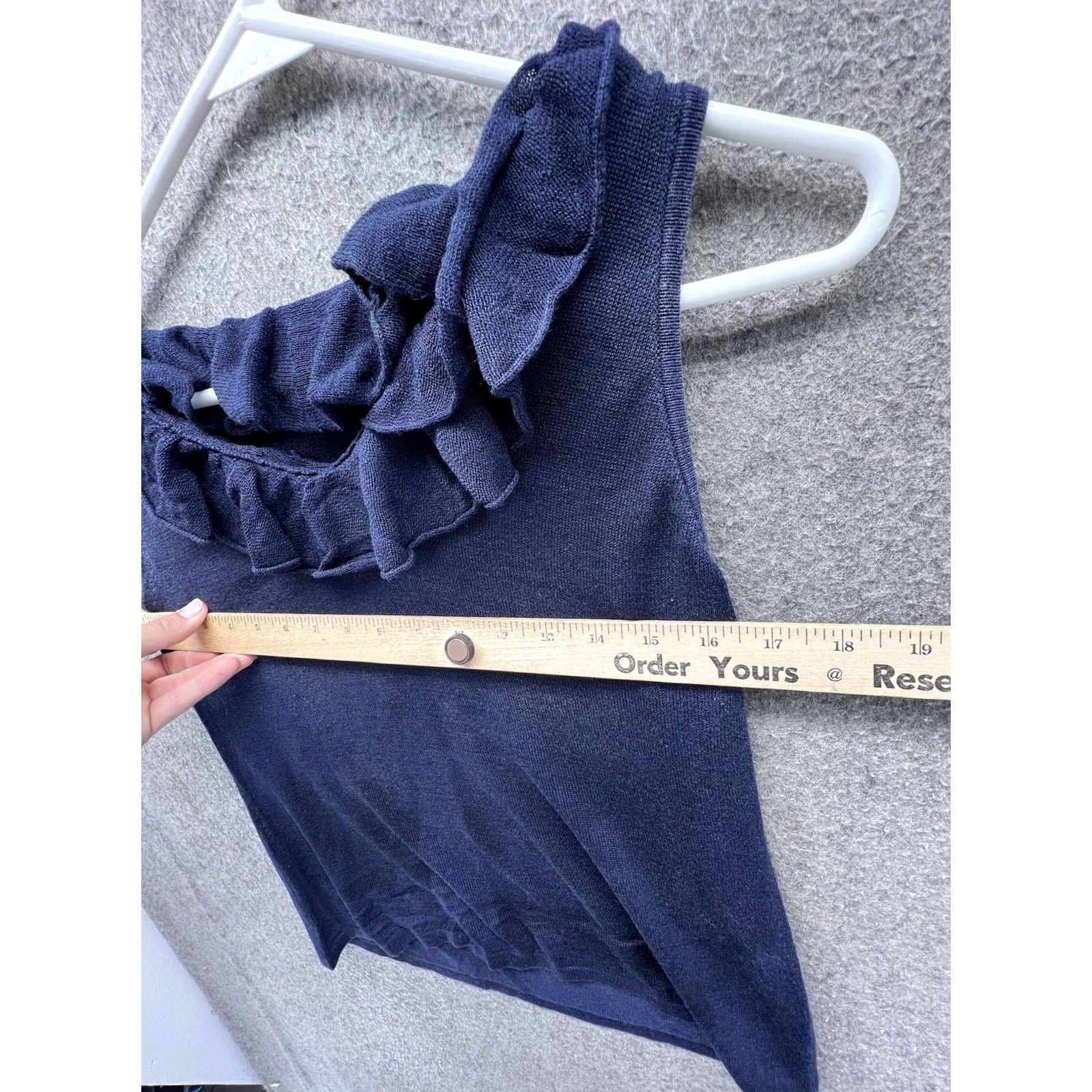 Ralph Lauren LAUREN RALPH LAUREN Tank Top Womens Petite Large Blue Ruffle Neck Silk Knit Sleeveless Pullover Casual Summer Size S / US 4 / IT 40 - 4 Thumbnail