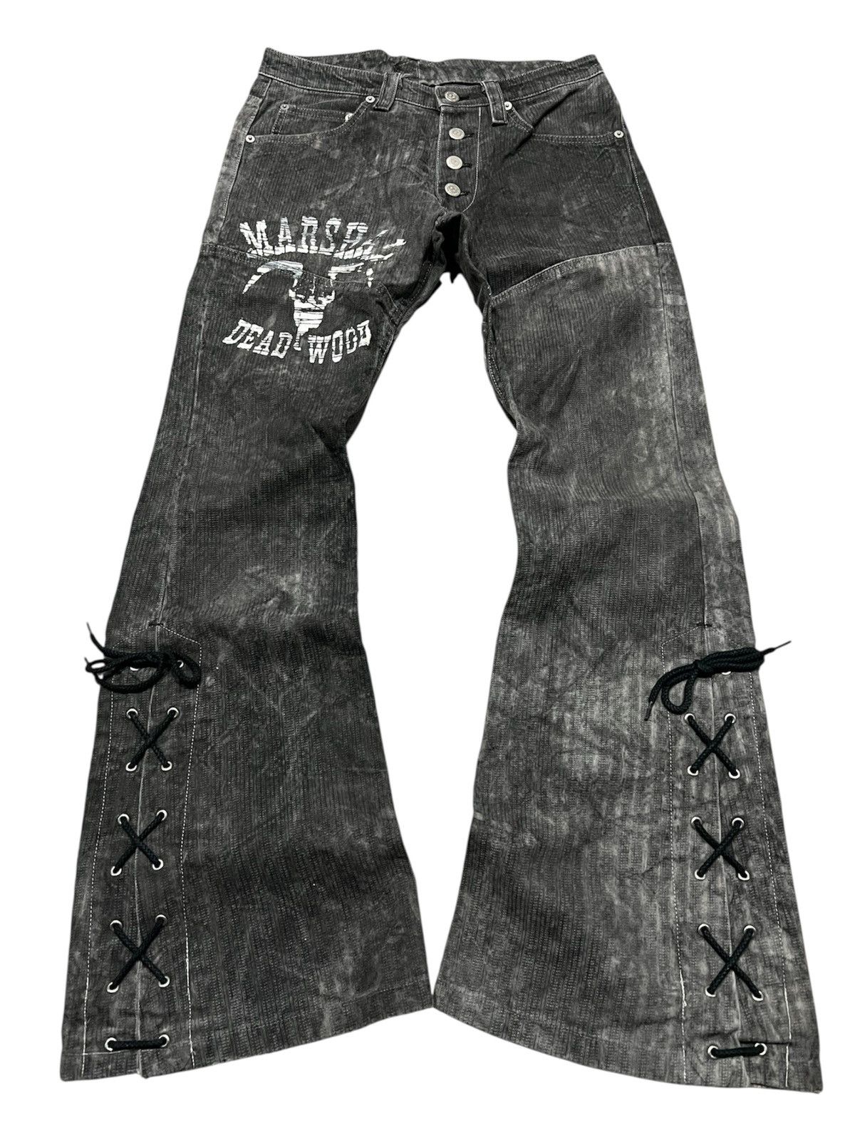 Le Grande Bleu (L.G.B.) Tornado Mart “Marshal Dead Wood” Lace Up Flared Jeans Size US 29 - 1 Thumbnail