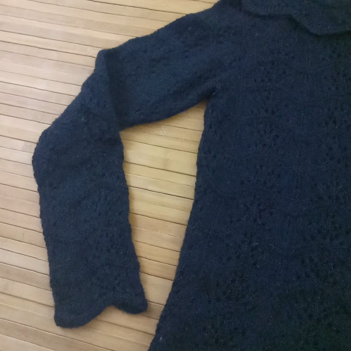 VINTAGE Alicia Overby Mohair Wool Nylon Blend Sweater Fits Small Womens S Black Pullover Knit 90s