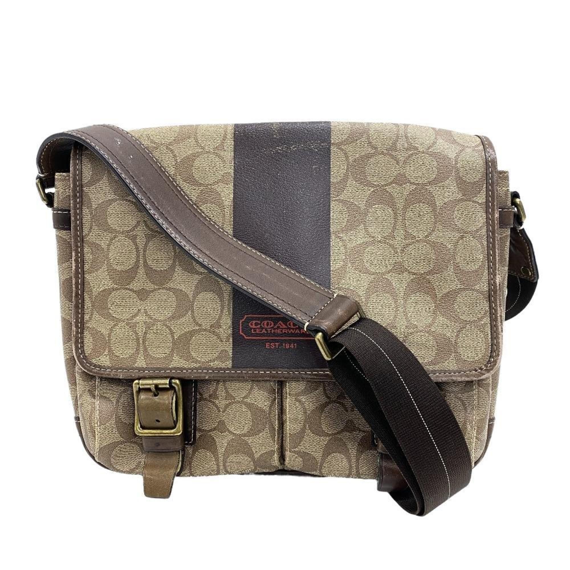 image of Coach 70077 Signature Shoulder Bag Brown Women's Z0005769