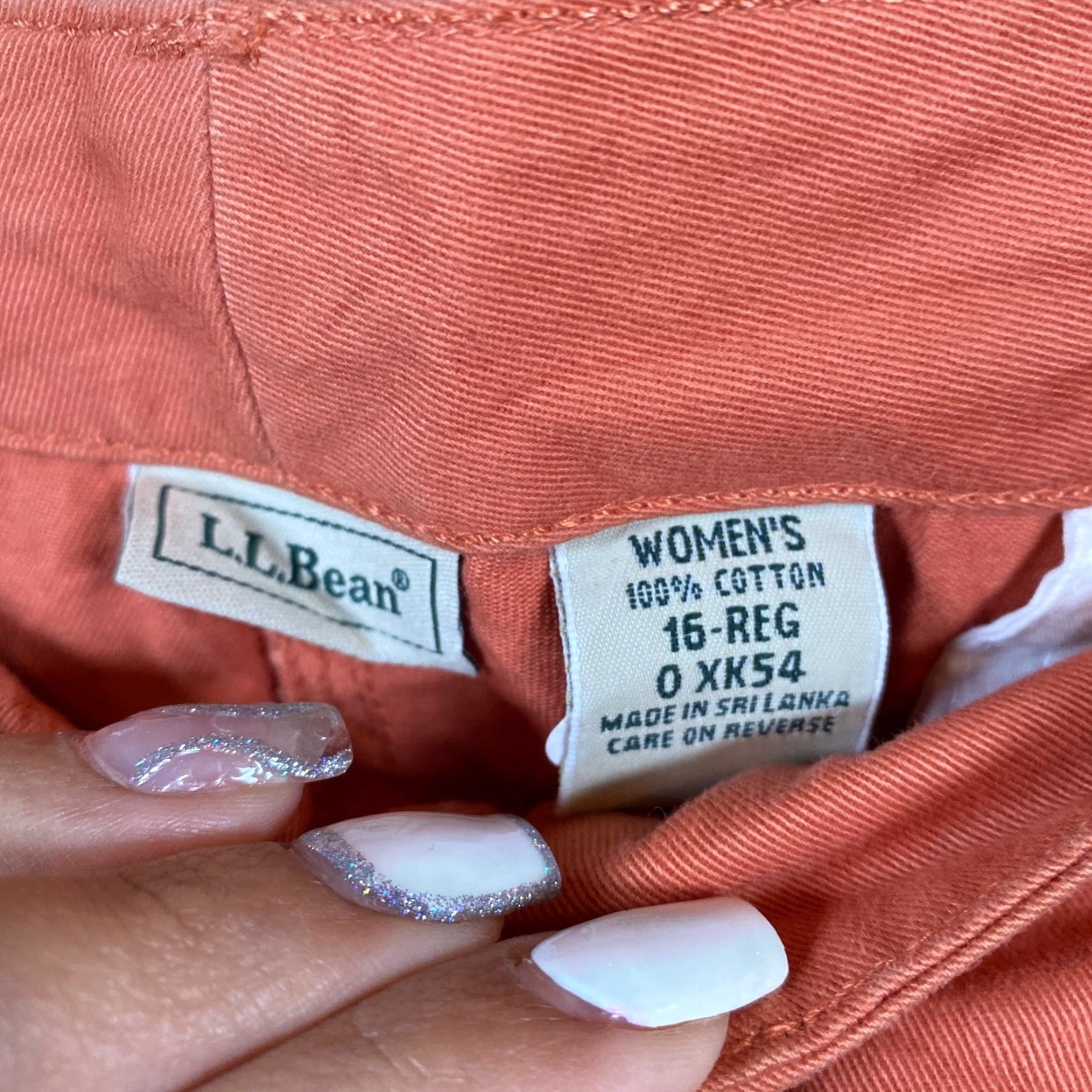 Vintage LL Bean Womens Pants Chino 100% Cotton Peach High Rise Straight Leg 16 Plus Regular Size 25" / US 0 / IT 36 - 4 Thumbnail