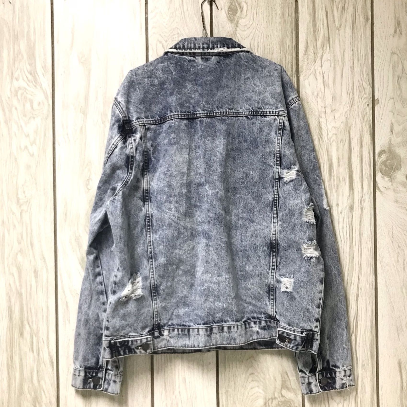 Vintage VINTAGE XRAY Jeans Men Denim Jacket 2XL Blue Acid Wash Grunge Distressed Button-Up Size US 39 - 2 Thumbnail