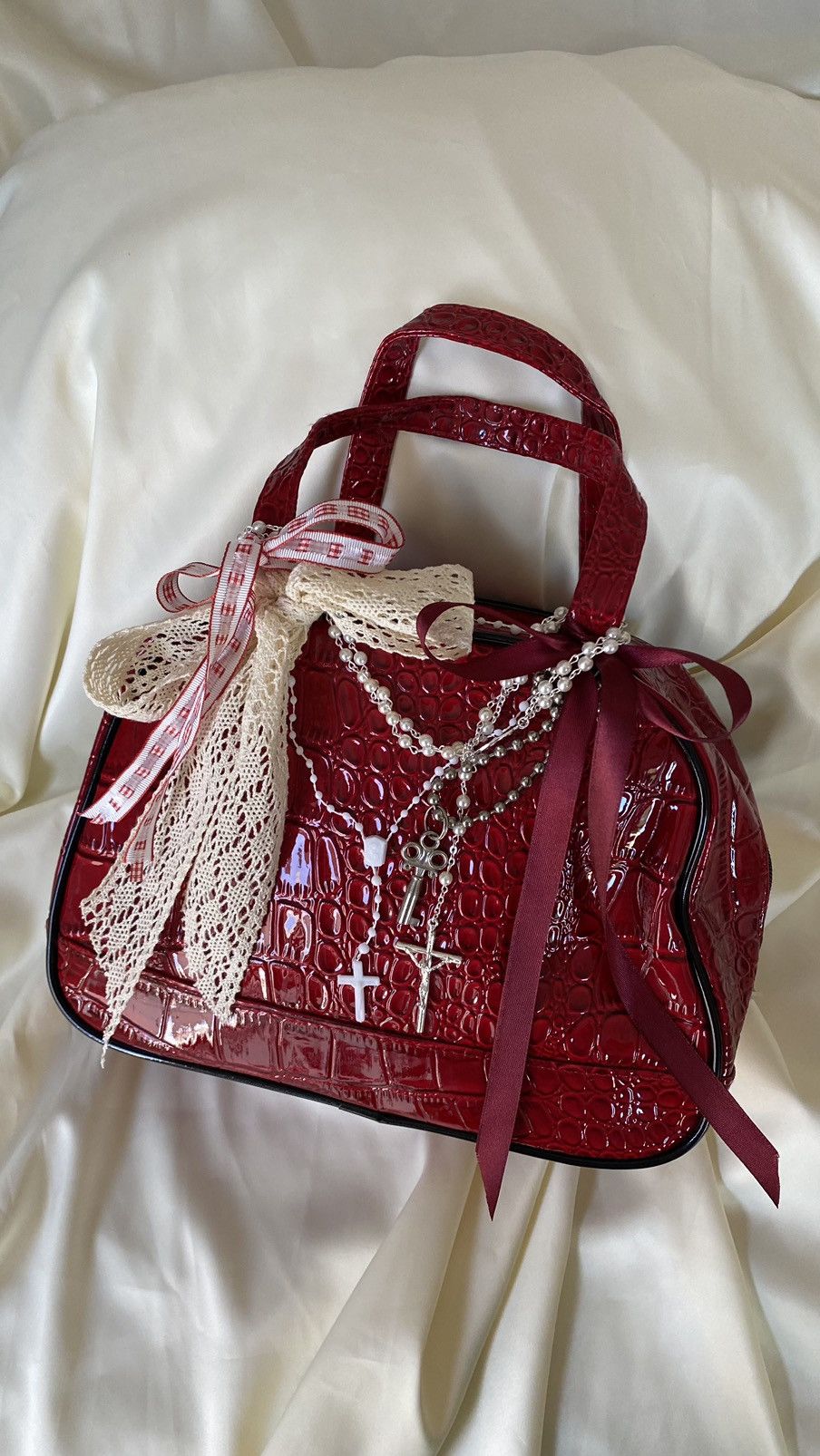 Vintage Vintage red coquette shoulder bag Size ONE SIZE - 1 Thumbnail