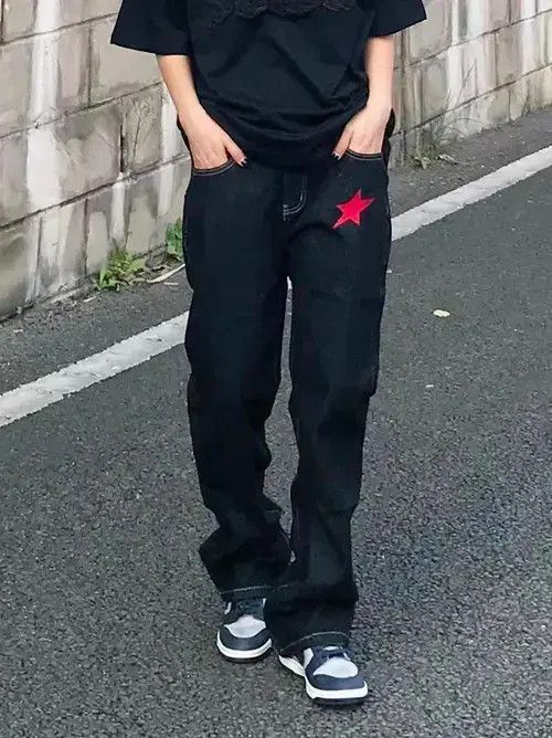 Japanese Brand × Jean Vintage embroidered washed straight black jeans Size US 32 / EU 48 - 3 Thumbnail
