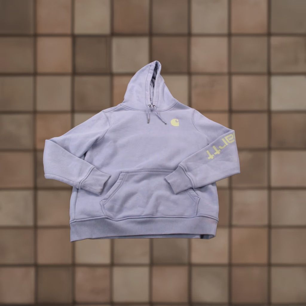 Carhartt Carhartt Hoodie Sweatshirt Women L Purple Relaxed Logo Hooded Pockets Thermal Knit Pullover Size L / US 10 / IT 46 - 1 Thumbnail