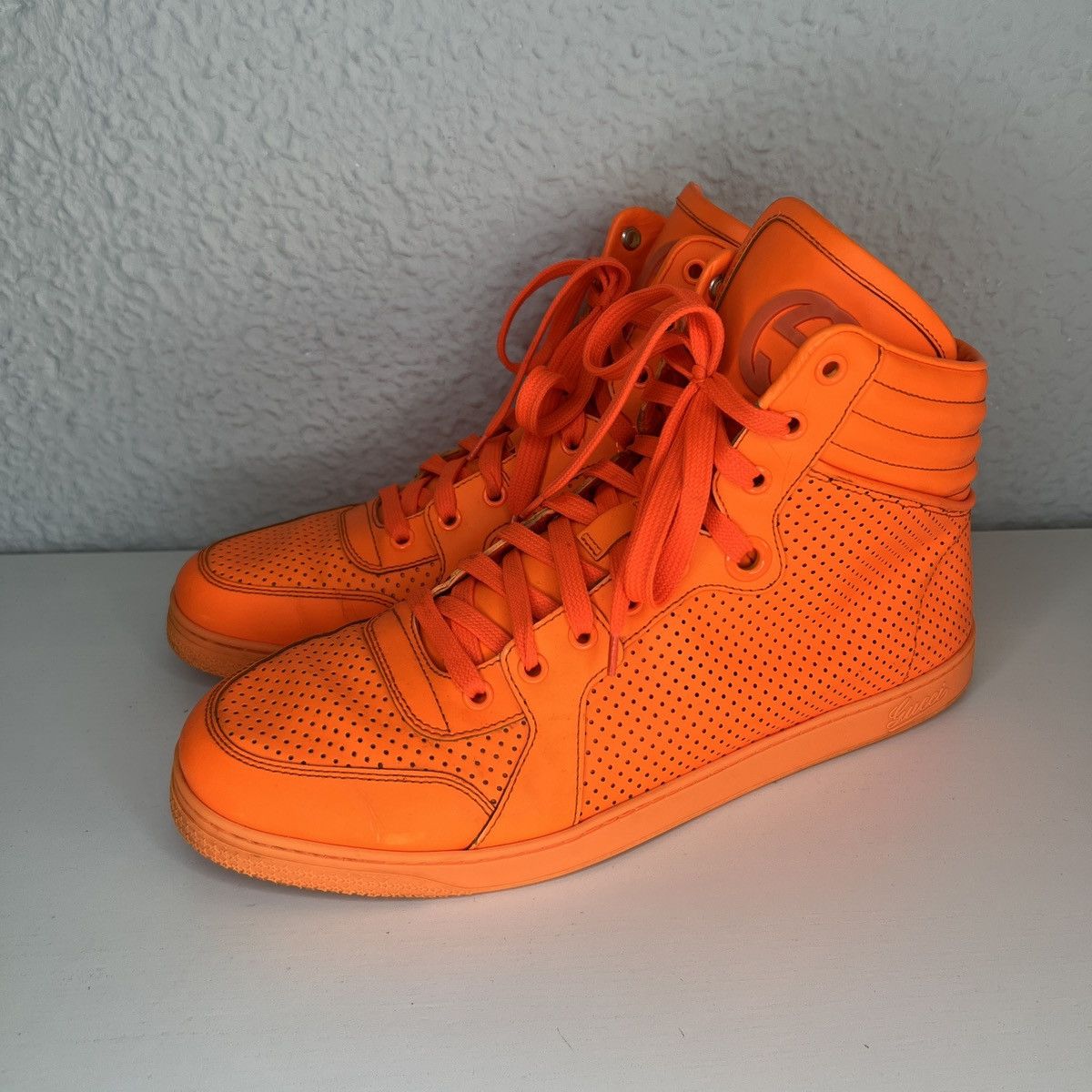 Gucci High Top Sneakers Shoes Trainers GG Orange Y2K Drill
