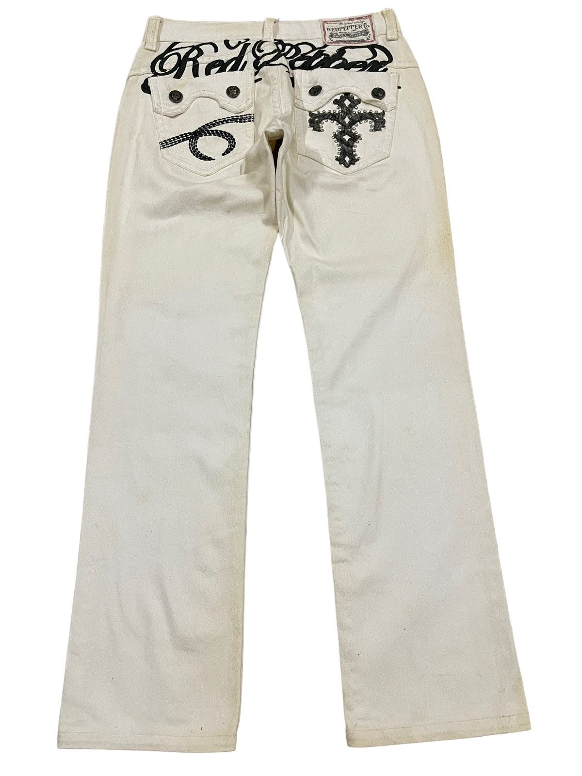 14th Addiction Vintage Japanese Brand Seditionaries Skull Cross Jeans Size US 33 - 1 Thumbnail