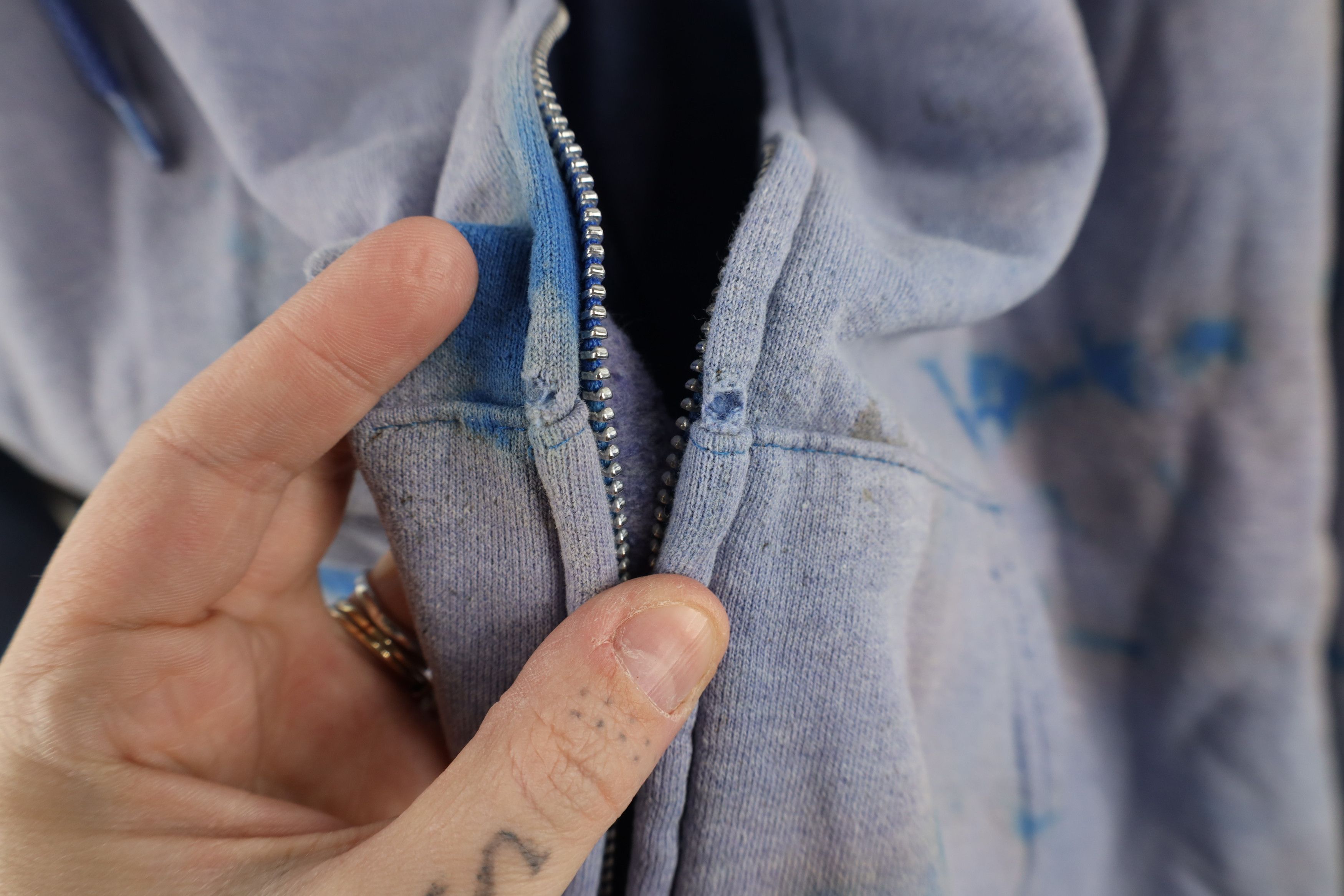 Champion × Vintage Vintage Champion Acid Wash Full Zip Hoodie Sweatshirt Blue Size US XL / EU 56 / 4 - 10 Thumbnail