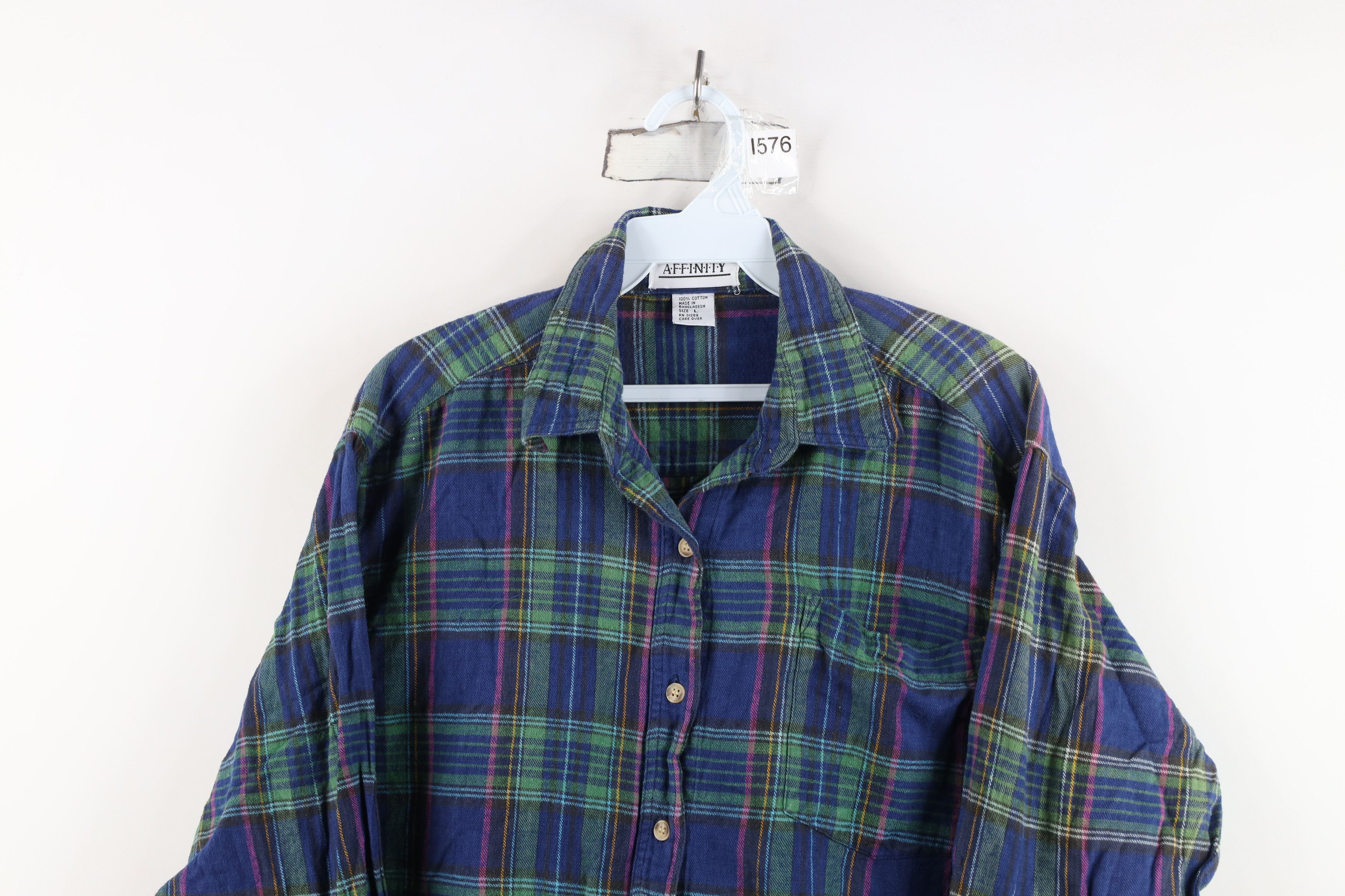 Vintage Vintage 90s Streetwear Rainbow Plaid Flannel Button Shirt Size L / US 10 / IT 46 - 2 Thumbnail