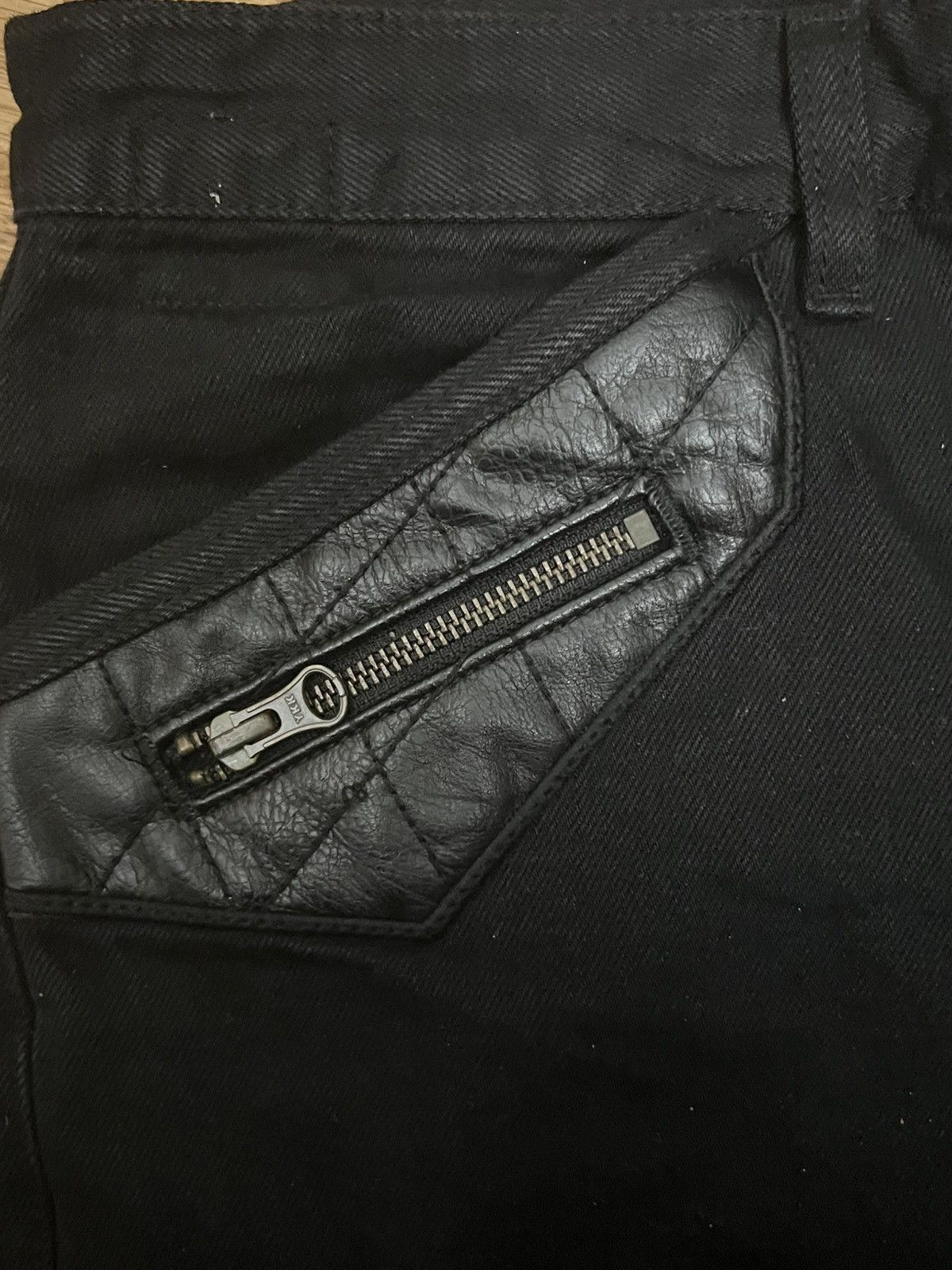 Japanese Brand Emostanceclub Leather patched flare jeans size 2 Size US 33 - 7 Thumbnail