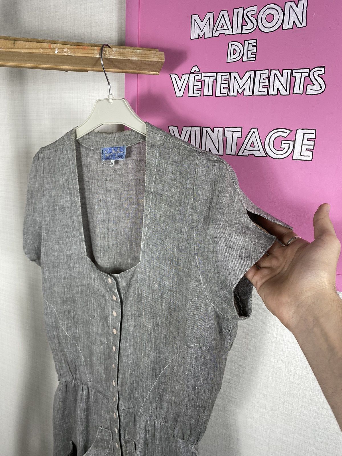 Thierry Mugler × Vintage Thierry Mugler Linen Dress Size S / US 4 / IT 40 - 7 Thumbnail