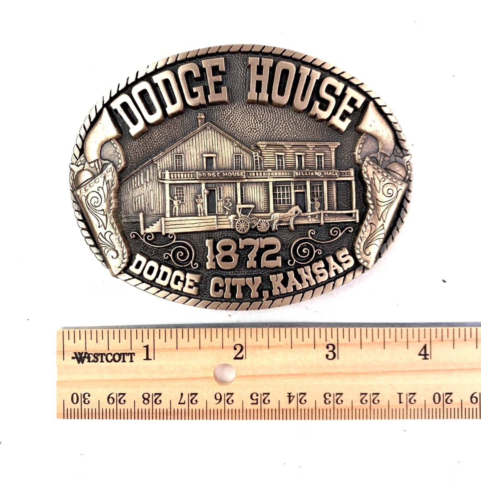 Vintage VINTAGE Dodge House 1872 belt buckle Bronze Tone Western Limited Edition Men Belt Buckle Size ONE SIZE - 4 Thumbnail