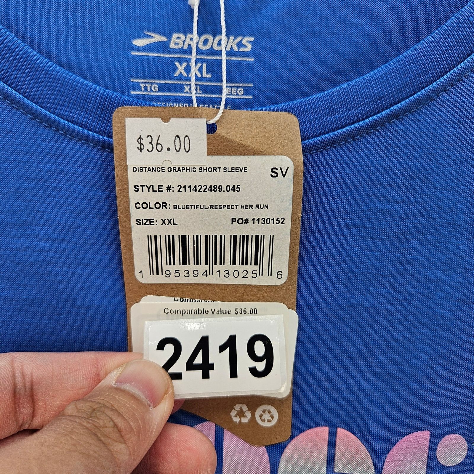 Brooks BROOKS WOMEN'S XXL DISTANCE GRAPHIC SHORT SLEEVE BLUE TEE Size XXL / US 16-18 / IT 52-54 - 5 Thumbnail