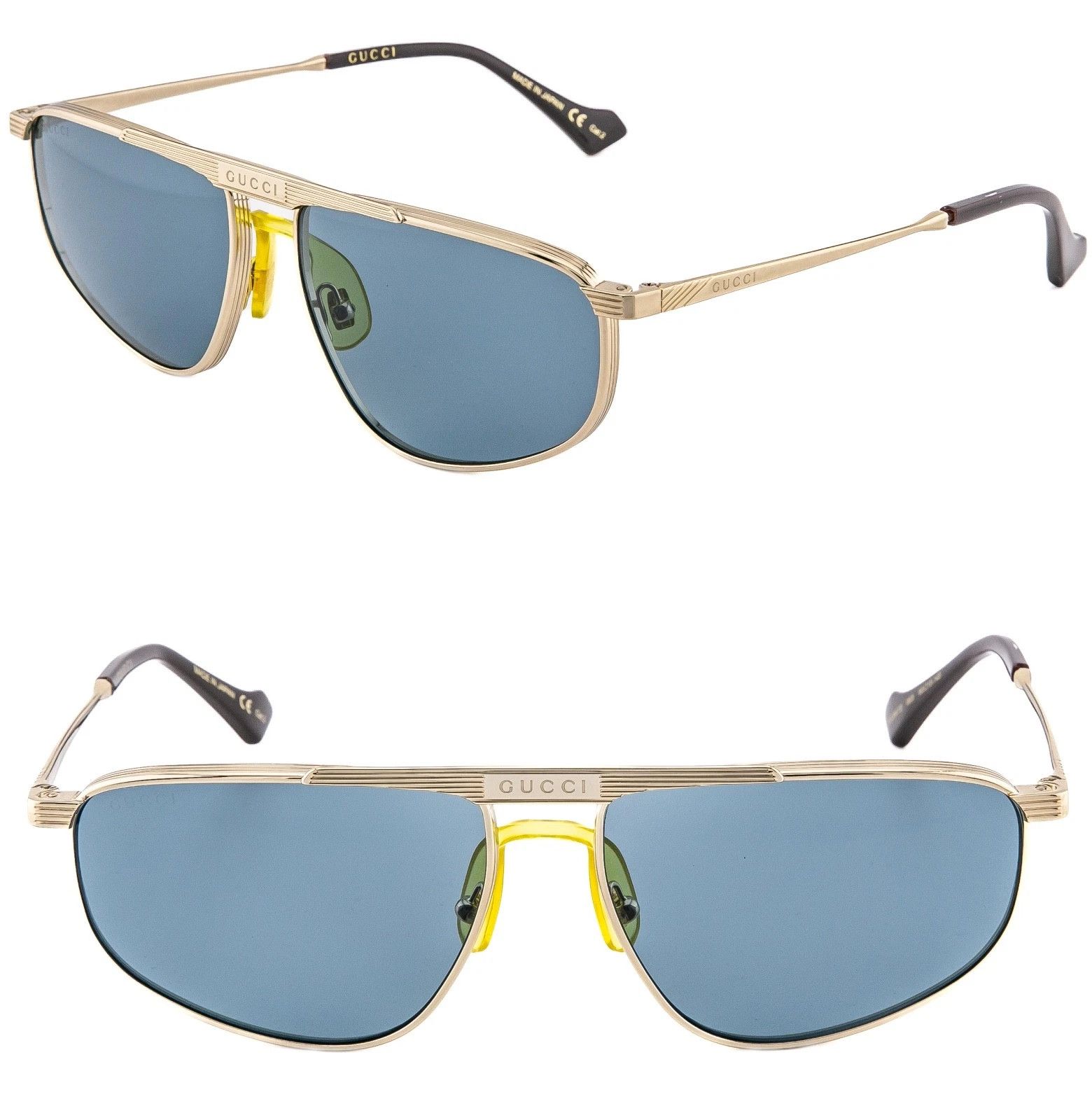 Gucci GUCCI 0841 Gold Blue Logo Narrow GG0841S Sunglasses 003 Size ONE SIZE - 1 Thumbnail