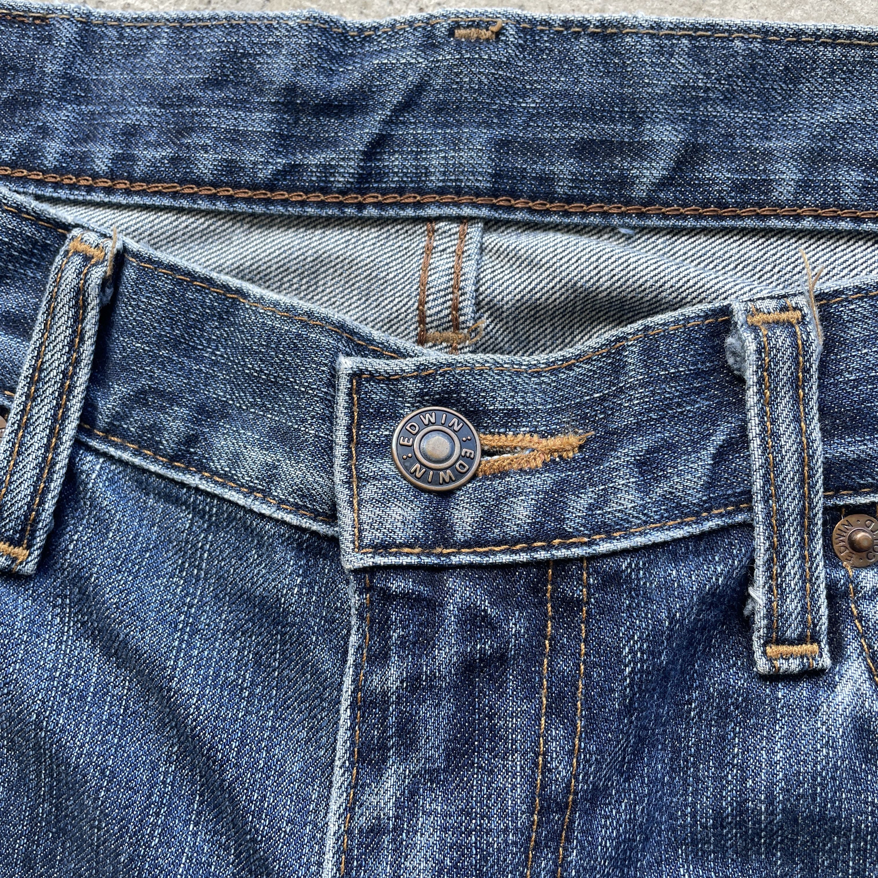 Edwin × Japanese Brand W35 VINTAGE EDWIN FADED JEANS BAGGY DENIM PANTS Size US 35 - 6 Thumbnail