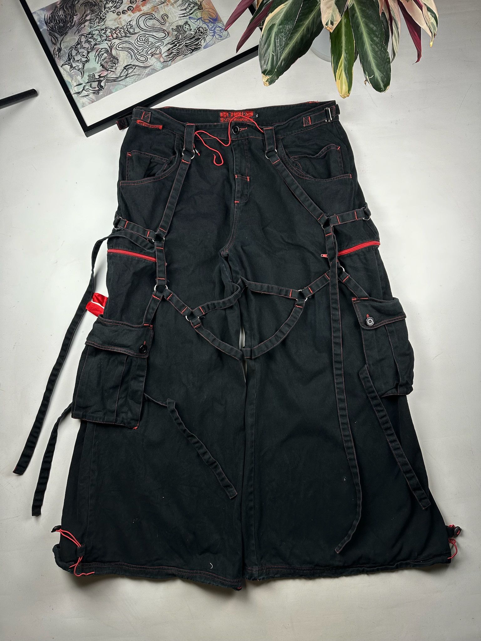Rare Vintage Criminal Damage Bondage parachute Cargo Pants