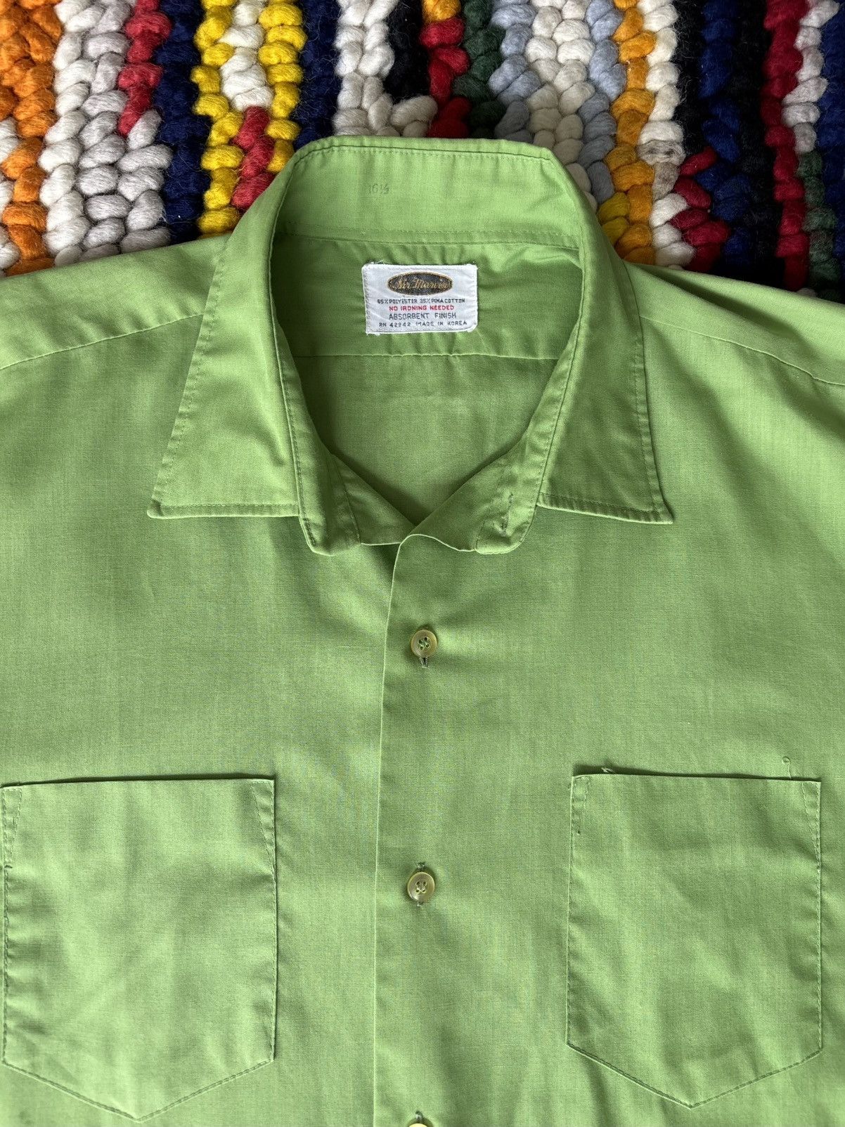 Vintage 1960s Short Sleeve Button Up Green Size US XL / EU 56 / 4 - 2 Thumbnail
