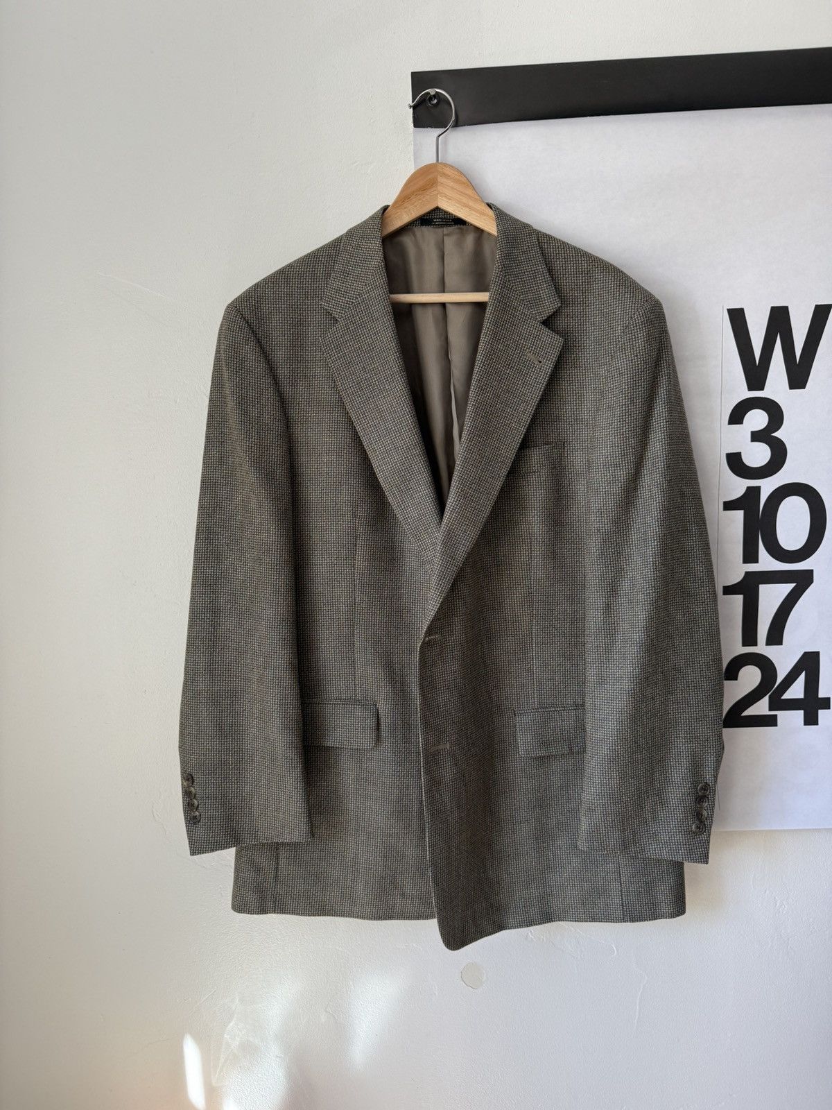 Hart Schaffner Marx Nordstrom Houndstooth Wool Sport Coat Blazer Size 46R - 6 Thumbnail