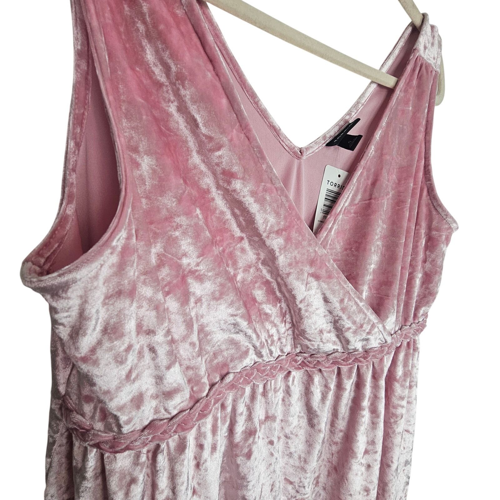 Torrid Torrid Womens Pink Velvet Surplice Babydoll Tank Top Plus 0X Size L / US 10 / IT 46 - 4 Thumbnail