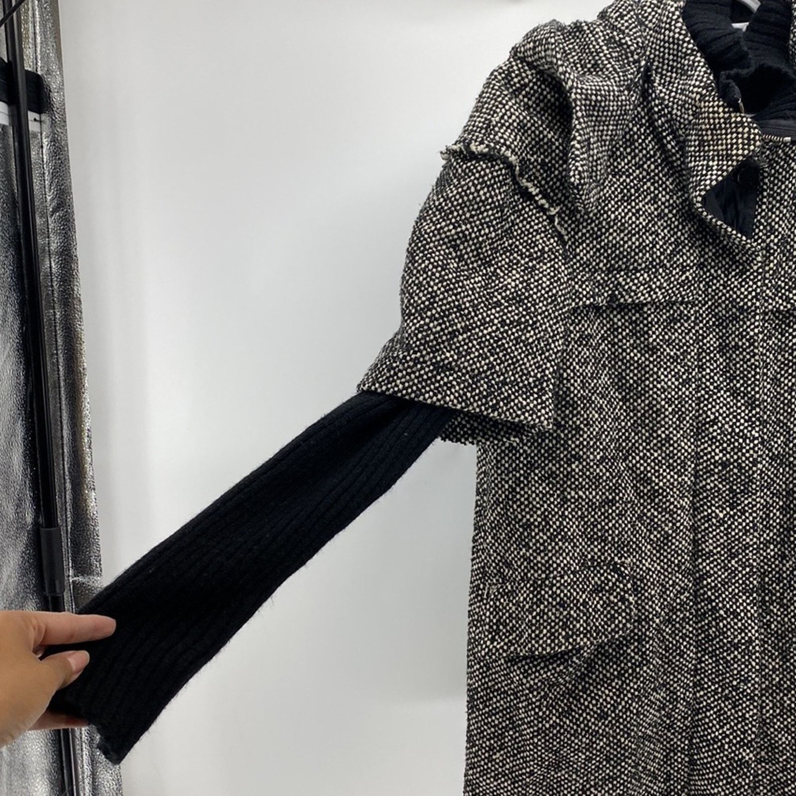 Zara Zara Basic Tweed Full Zip Jacket Black White Marled size M Size M / US 6-8 / IT 42-44 - 10 Thumbnail