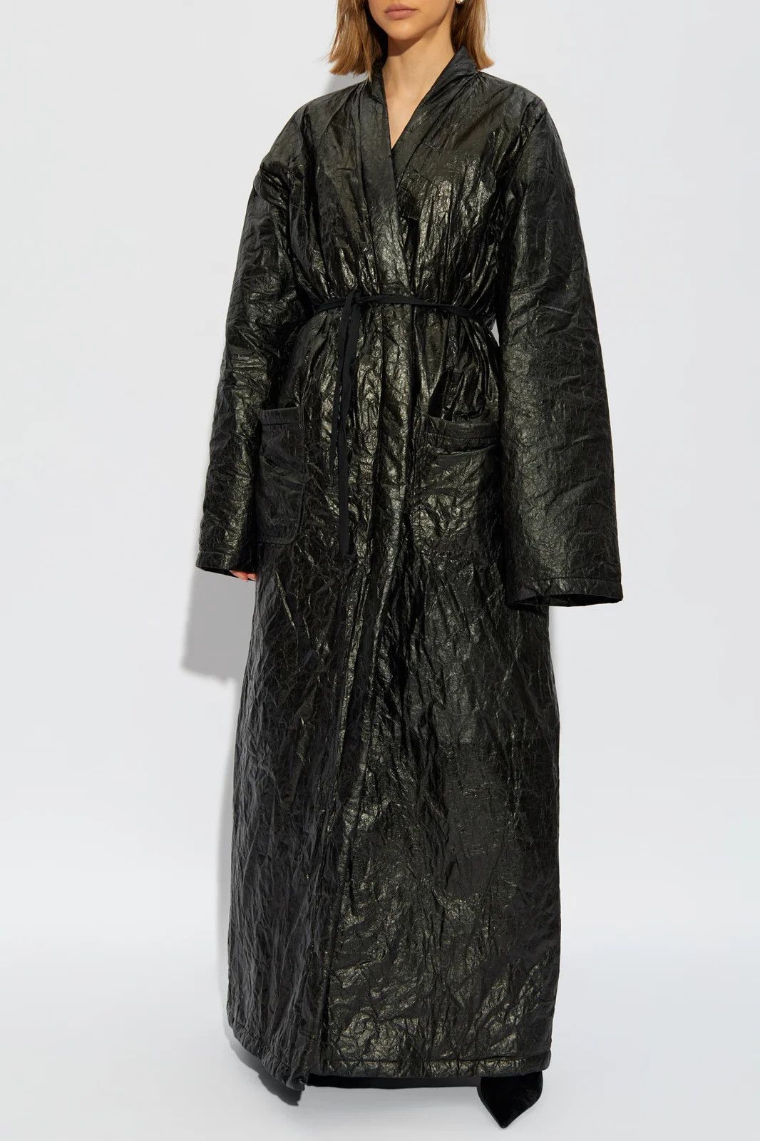 Balenciaga o1bcso1str0625 Bathrobe Maxi Coat in Black Size US S / EU 44-46 / 1 - 2 Thumbnail