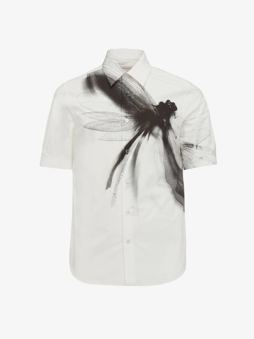 Alexander McQueen o1w1db10725 Dragonfly Short Sleeve Shirt in White Size US S / EU 44-46 / 1 - 1 Thumbnail
