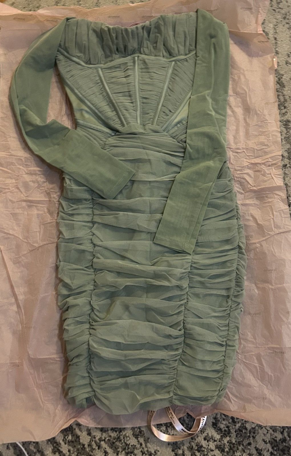 House of CB House of CB FREYJA Green Gathered Corset Dress size Small Size S / US 4 / IT 40 - 6 Thumbnail