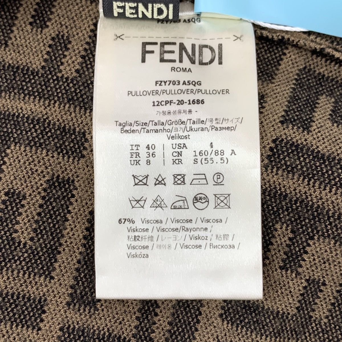 Fendi Fendi Dark Brown All Over Logo Long Sleeve Knit Top K26WX Size M / US 6-8 / IT 42-44 - 8 Thumbnail