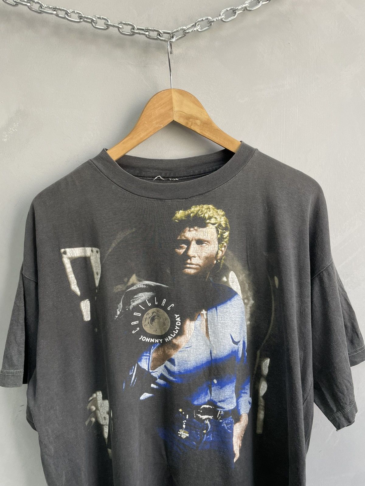 Band Tees Vintage tour t shirt 90s Johnny Hallyday washed cotton Size US L / EU 52-54 / 3 - 2 Thumbnail