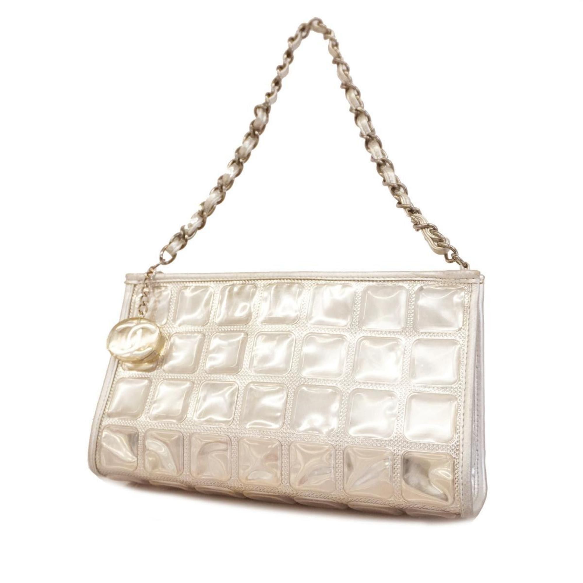 image of Chanel Shoulder Bag Ice Cube Chain Patent Leather Silver Women's