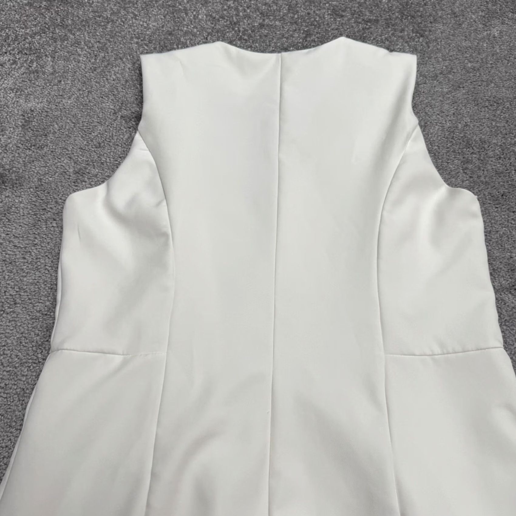 Bebe BeBe Mini Dress Womens Small Ivory Gold Button Asymmetrical Vest Sleeveless Size S / US 4 / IT 40 - 3 Thumbnail