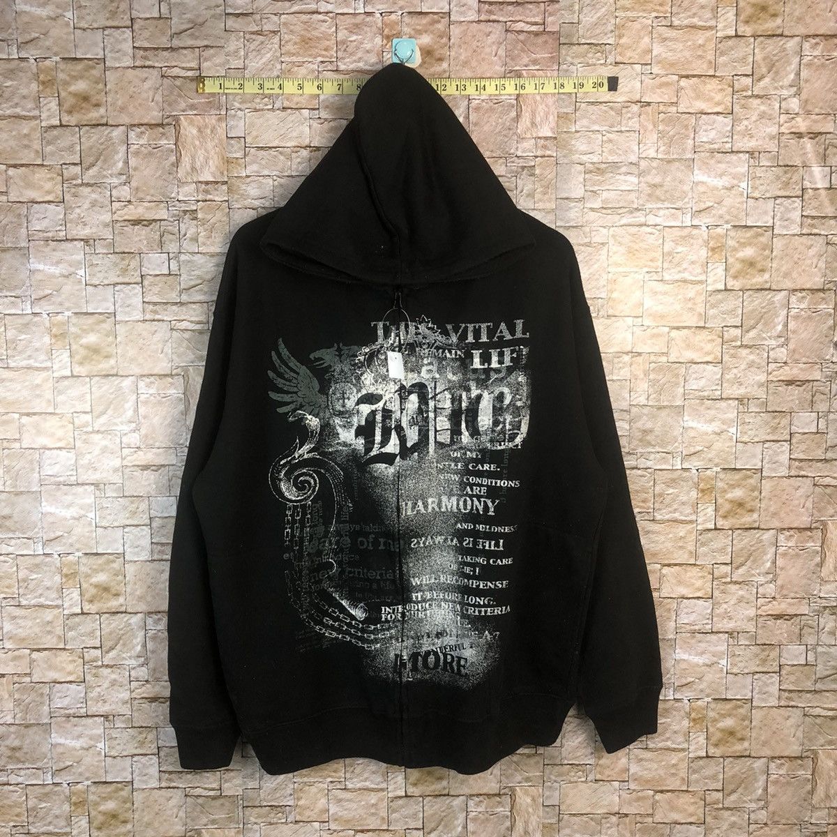Japanese Brand DL Dino Bazzo punk skull Black sweatshirt Hoodie #A5 Size US XL / EU 56 / 4 - 1 Thumbnail