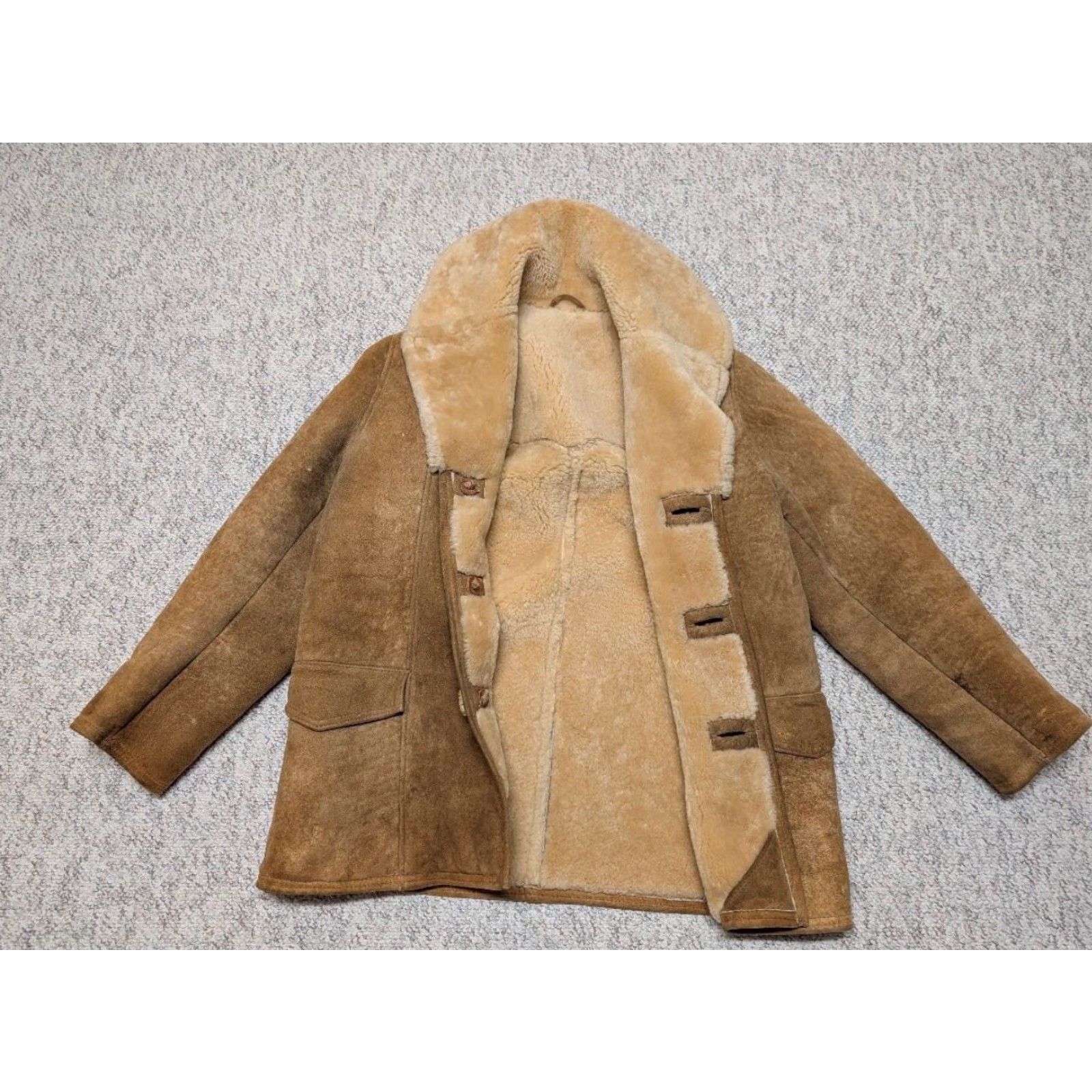 Vintage VINTAGE shearling coat men's rancher 42 brown leather sheepSkin shawl western coat M Size US M / EU 48-50 / 2 - 4 Thumbnail