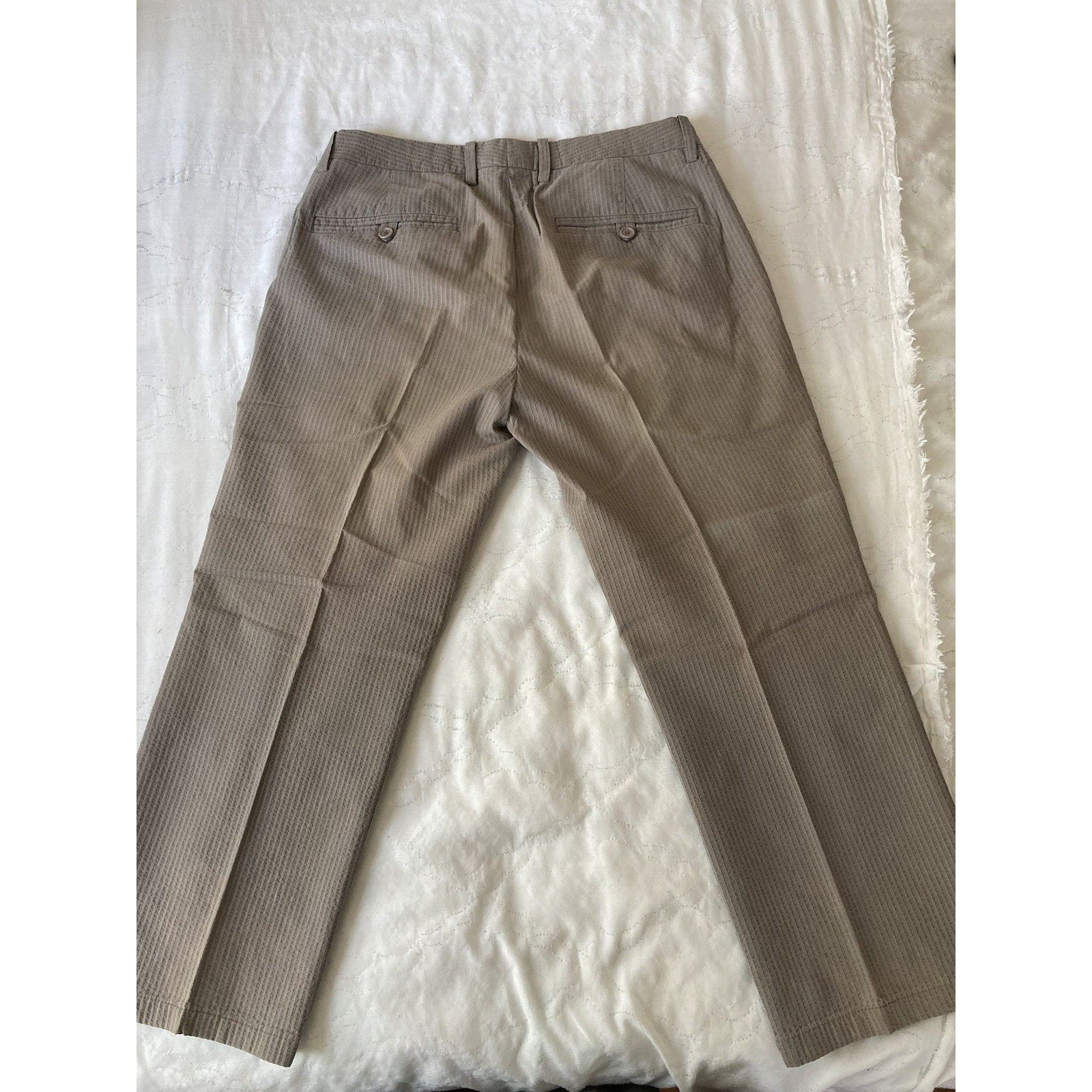 Armani Exchange Armani Exchange Pants Mens 31 Long Beige Gray Pinstripe Size US 31 - 3 Thumbnail