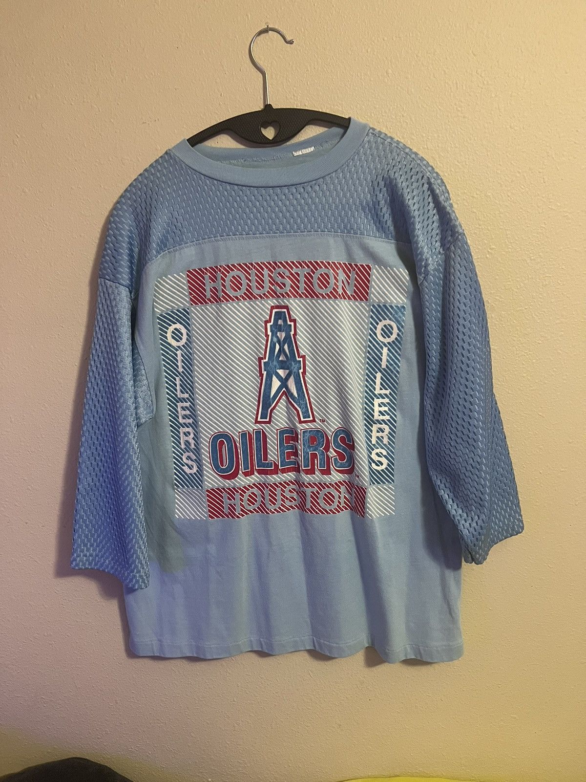 NFL Rare Vintage 1990s Houston Oilers mesh velvet jersey texas Size US L / EU 52-54 / 3 - 15 Thumbnail