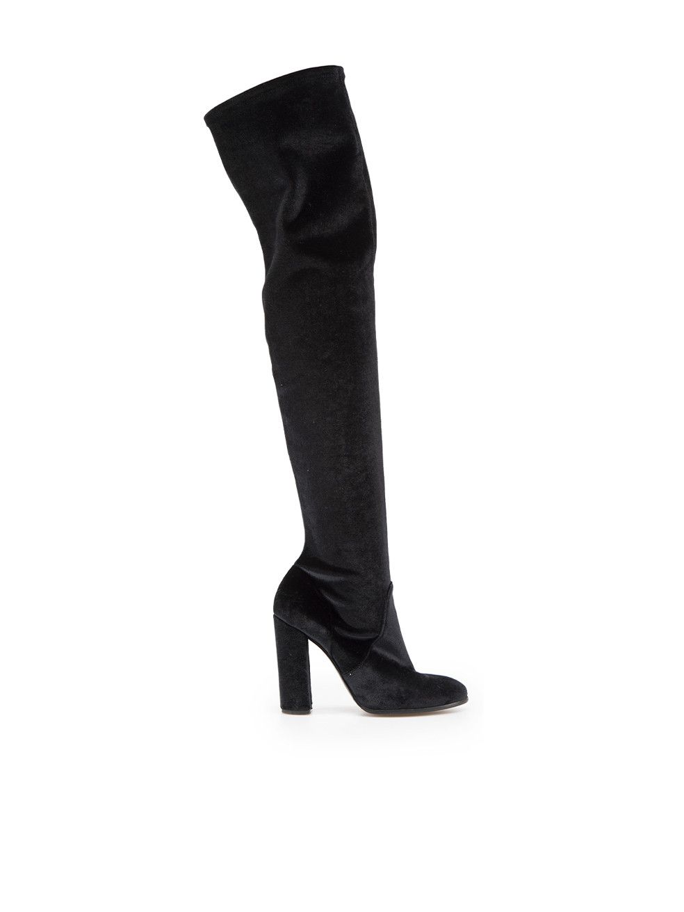 Black Velvet Thigh High Boots