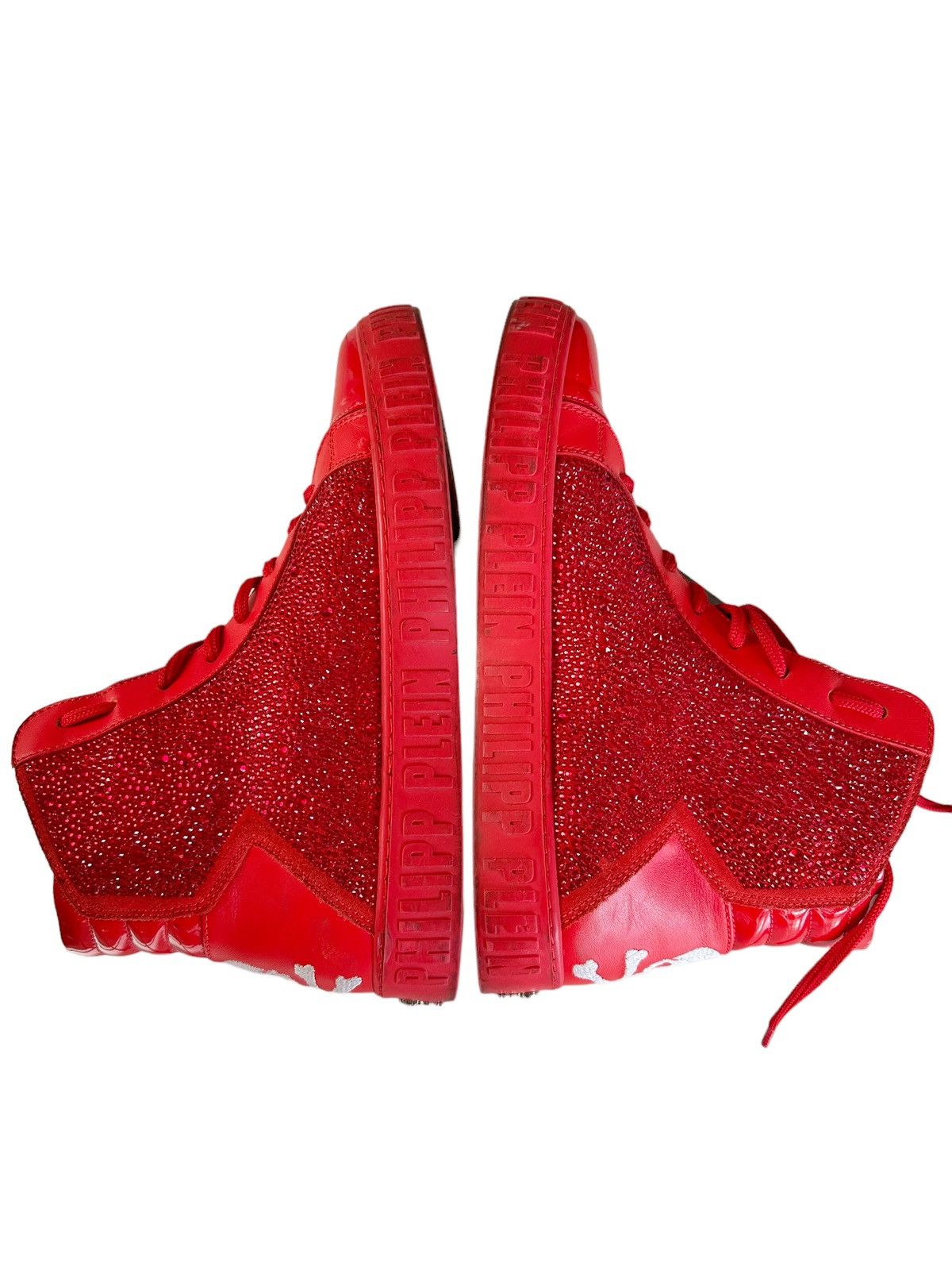 Philipp Plein Sz41 $5000 Money Beast Crystal Embellished Red Leather High Size US 8 / EU 41 - 3 Thumbnail