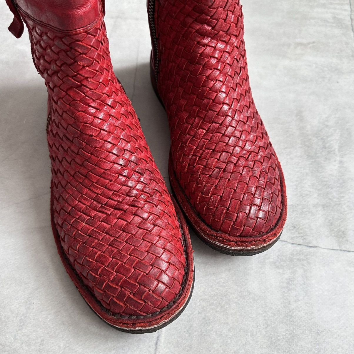 The Last Conspiracy 00s Bubetti Woven Leather Boots Bikkembergs A1923 Style Size US 8.5 / IT 38.5 - 5 Thumbnail