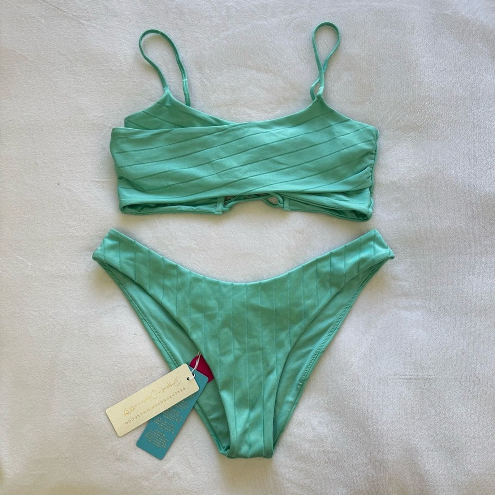 NBDN Nobrandedon NWT! Beach Bunny Aqua Women's Swimwear Set, Size L/XL Size L / US 10 / IT 46 - 6 Thumbnail