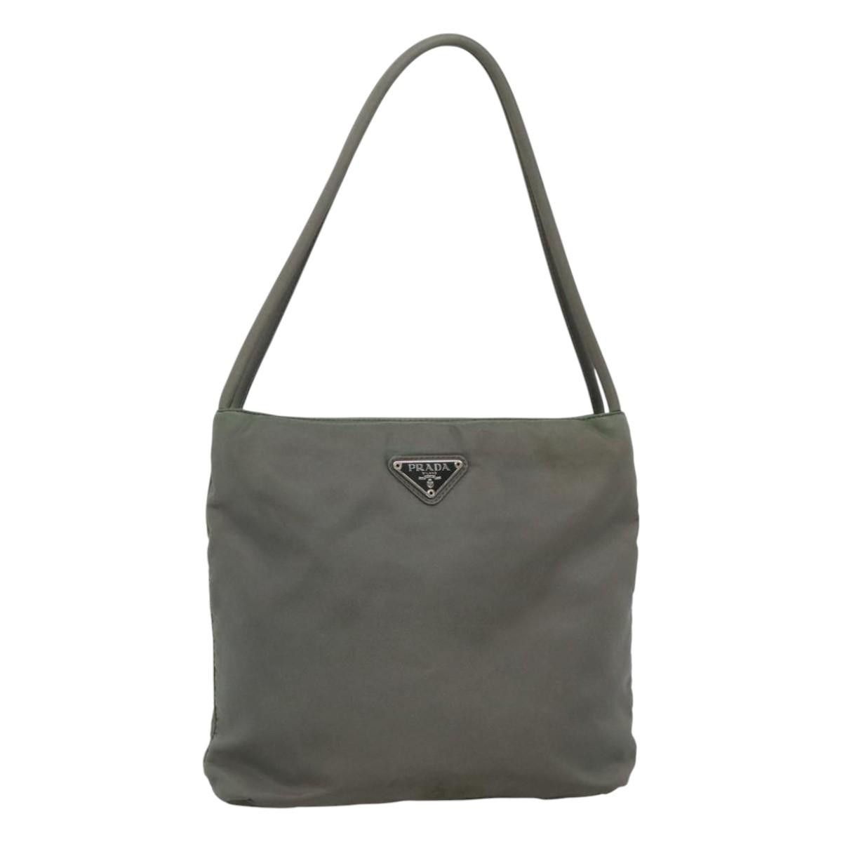 Prada Tessuto Grey Synthetic Shoulder Bag (Pre-Owned), Women's