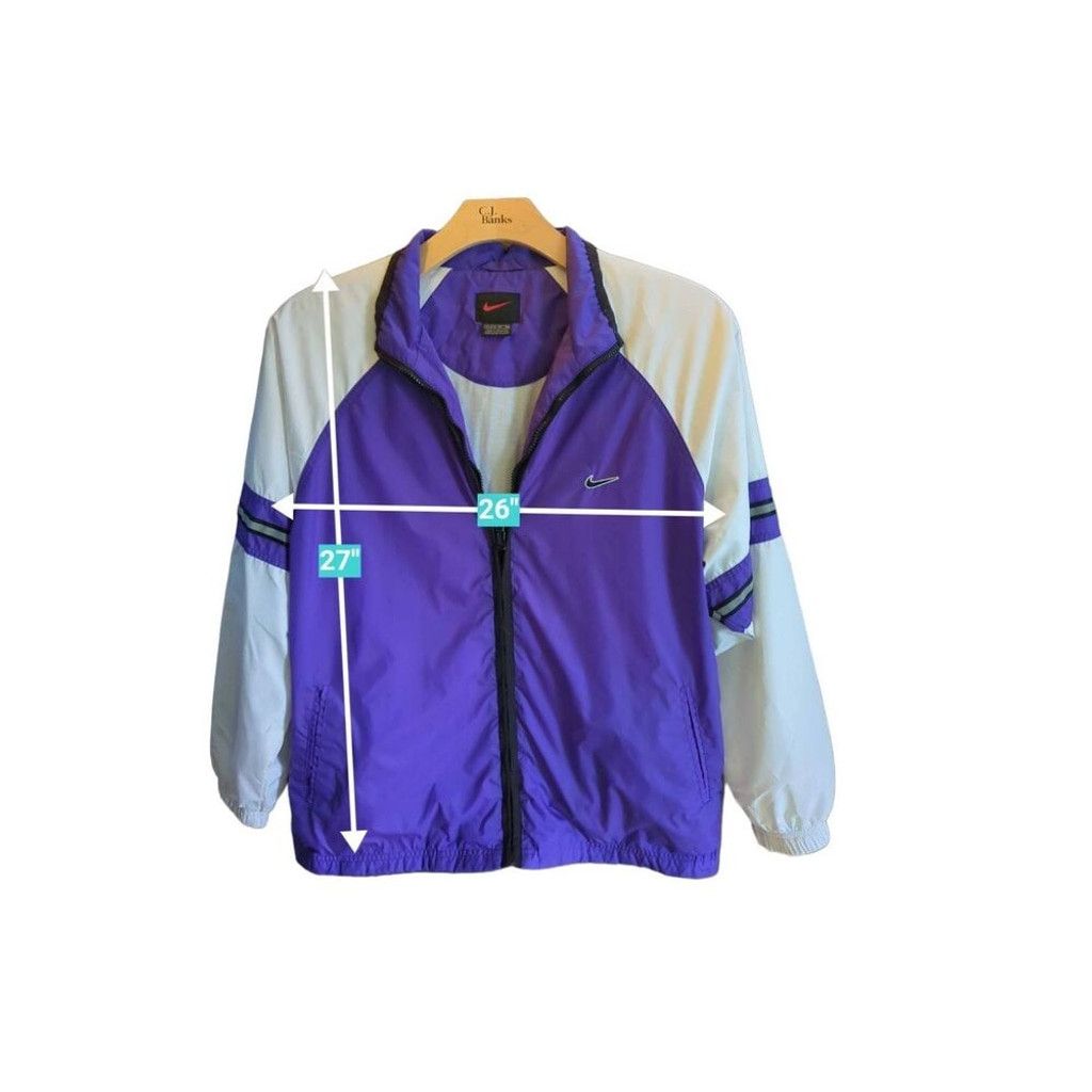 Nike Women's Purple White Nike Zip Front XL Windbreaker Jacket Size XL / US 12-14 / IT 48-50 - 6 Thumbnail