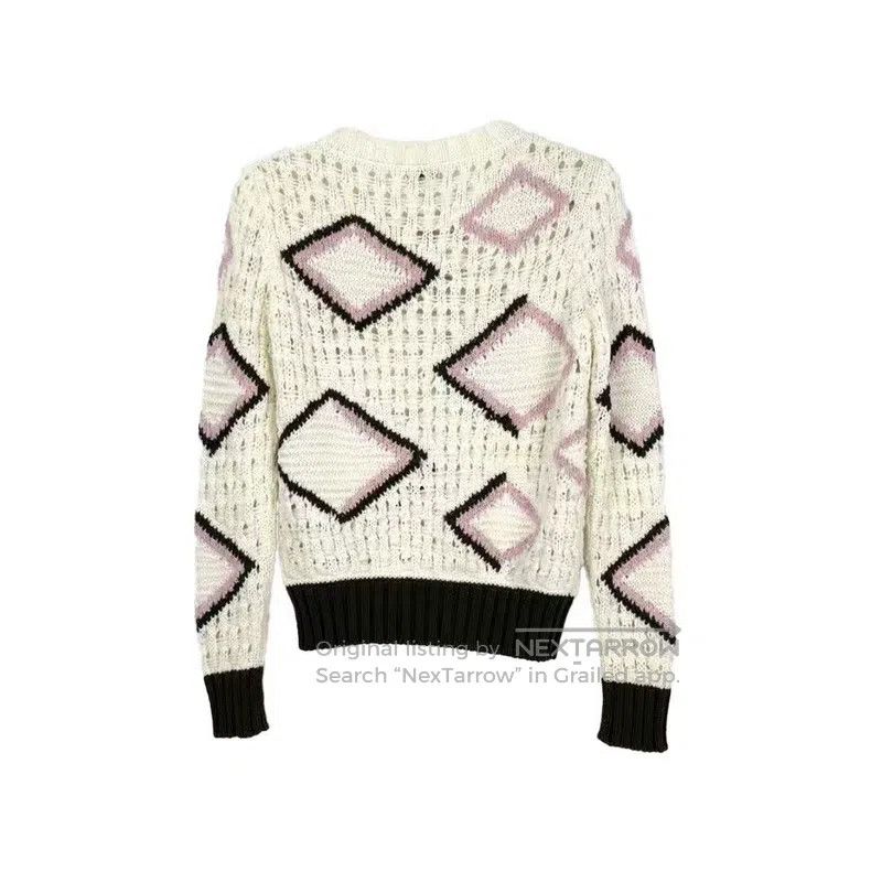 Chanel Chanel White classic pink logo knitwear sweater Size XXS / US 00 / IT 34 - 2 Thumbnail