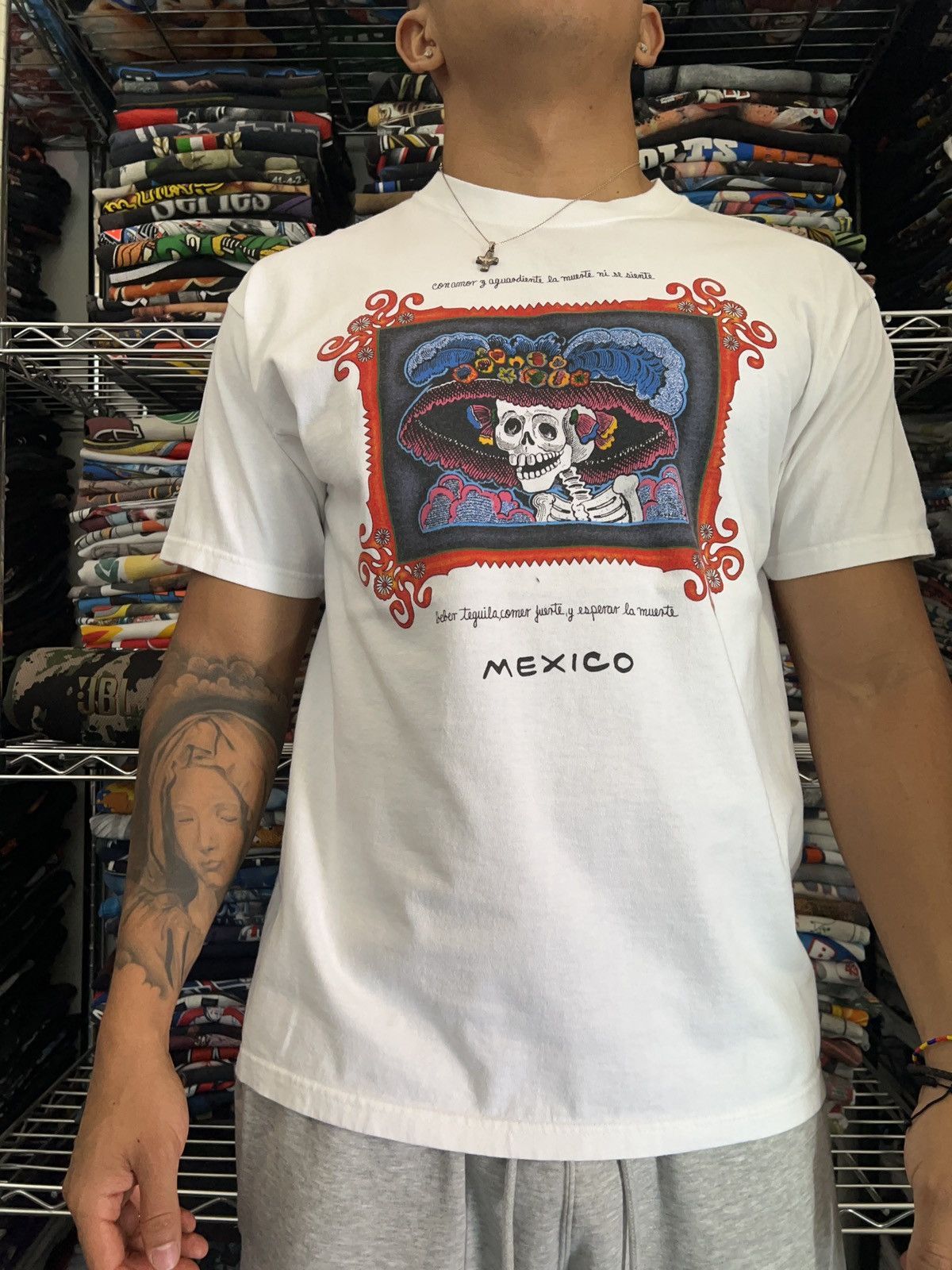 Mexicana 2000s Day of the Dead Mexico Art Skull Souvenir Culture Tee Size US L / EU 52-54 / 3 - 2 Thumbnail
