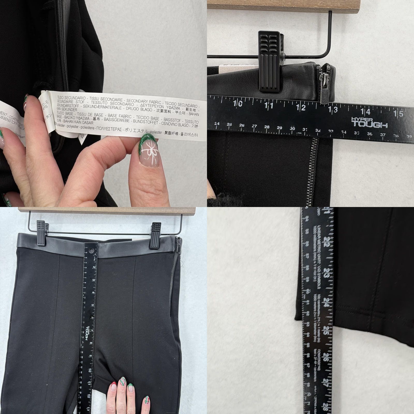 Zara Zara Trafaluc Pants Womens Medium Black Mid Rise Faux Leather Trim Leggings NWT Size 32" / US 10 / IT 46 - 8 Thumbnail