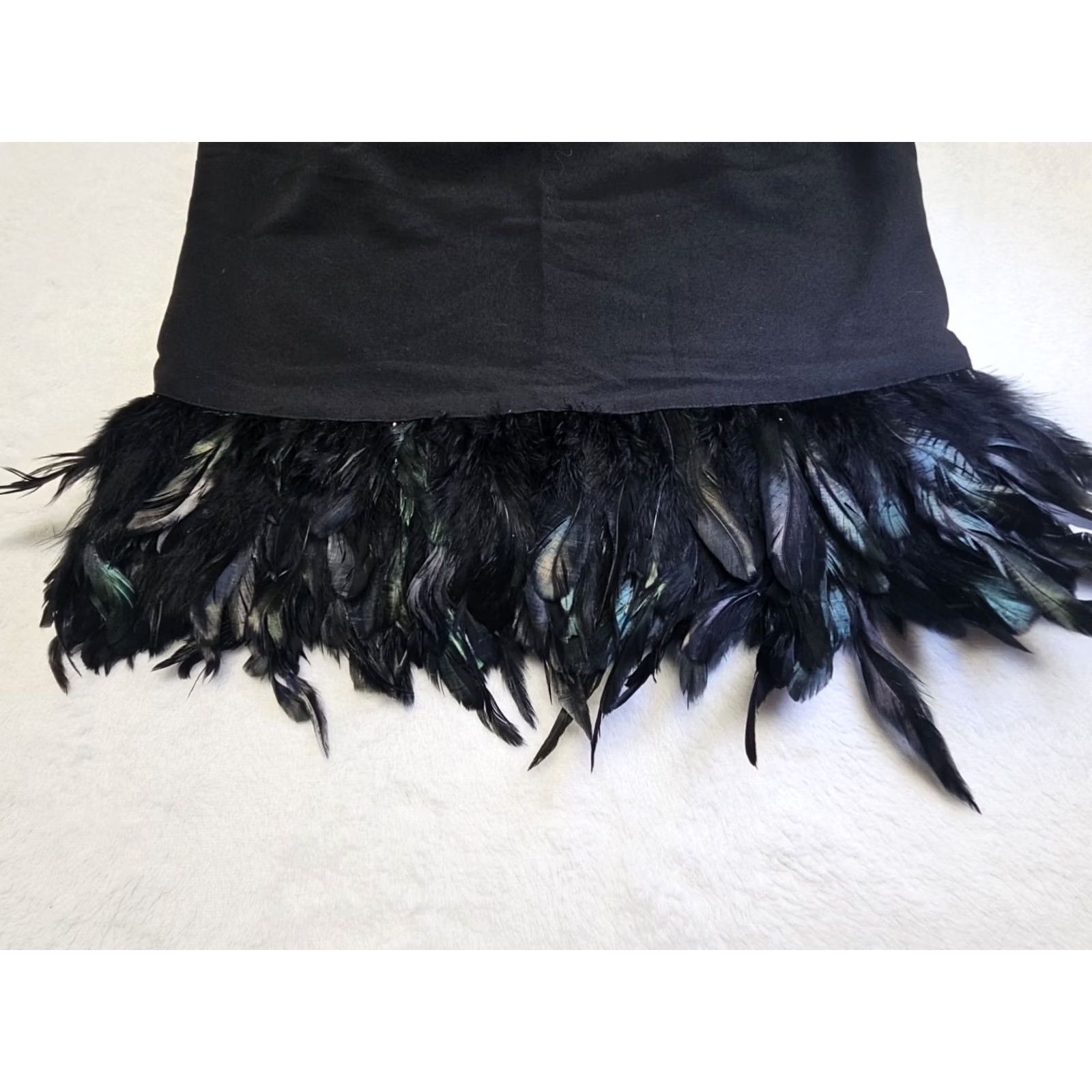 Nicole Miller Nicole Miller Feather Hem Top Womens S Black Sleeveless Party Blouse Size S / US 4 / IT 40 - 2 Thumbnail