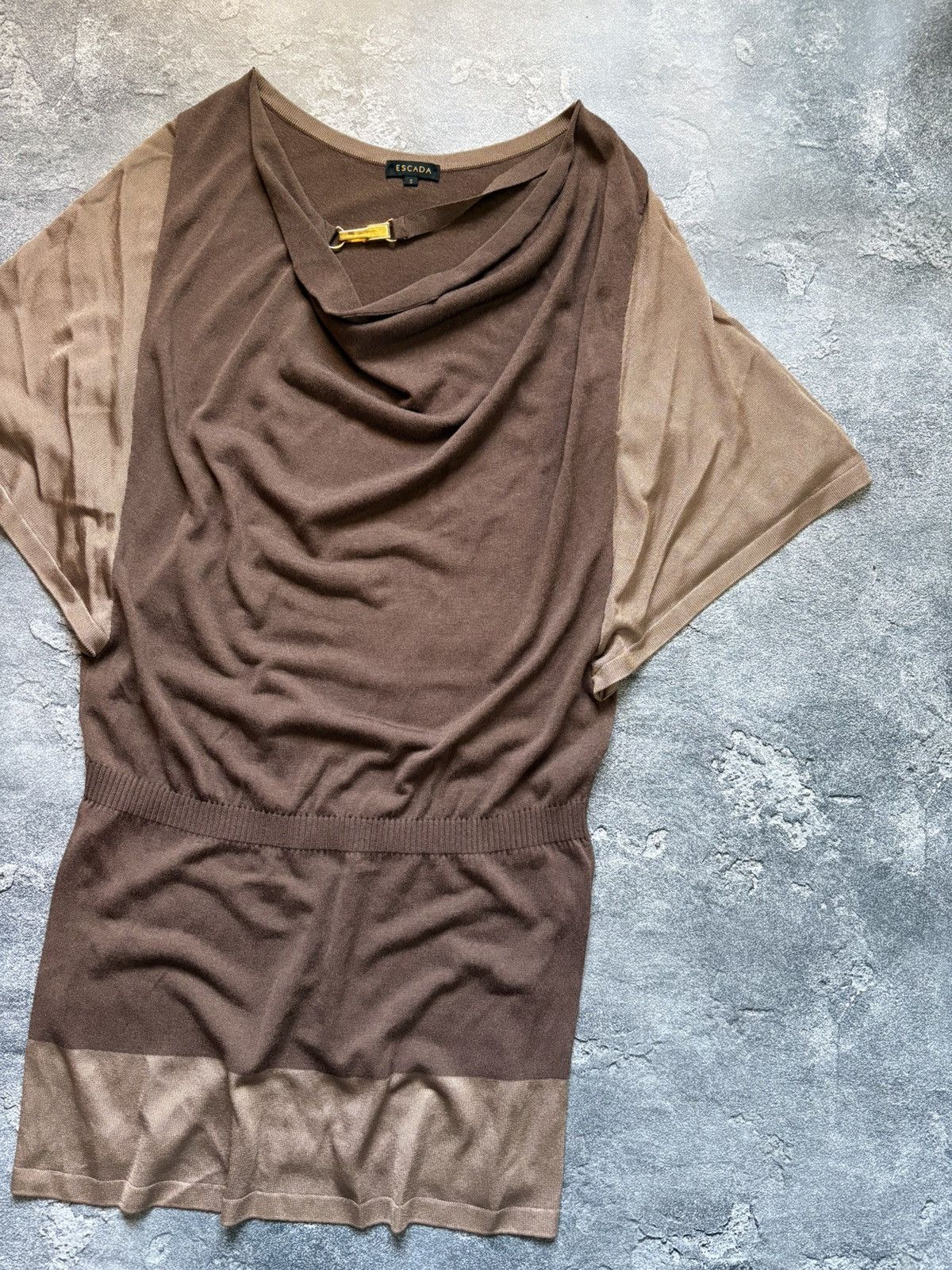 Escada Vintage Escada Luxury Draped Gold Detail Elegant Dress Size S / US 4 / IT 40 - 3 Thumbnail