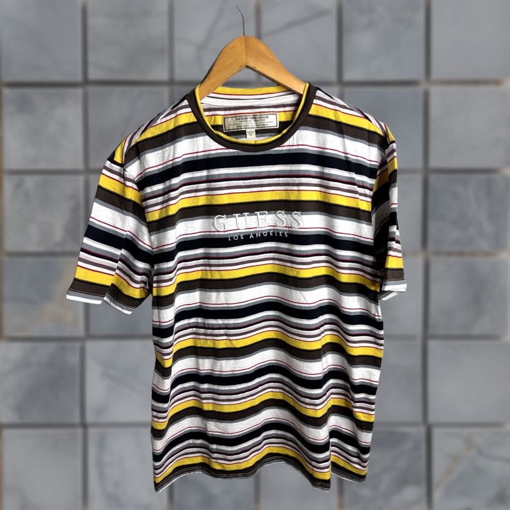 Guess GUESS Originals Shirt Mens Medium Multicolor Striped Embroidered Los Angeles Tee Size US M / EU 48-50 / 2 - 1 Thumbnail