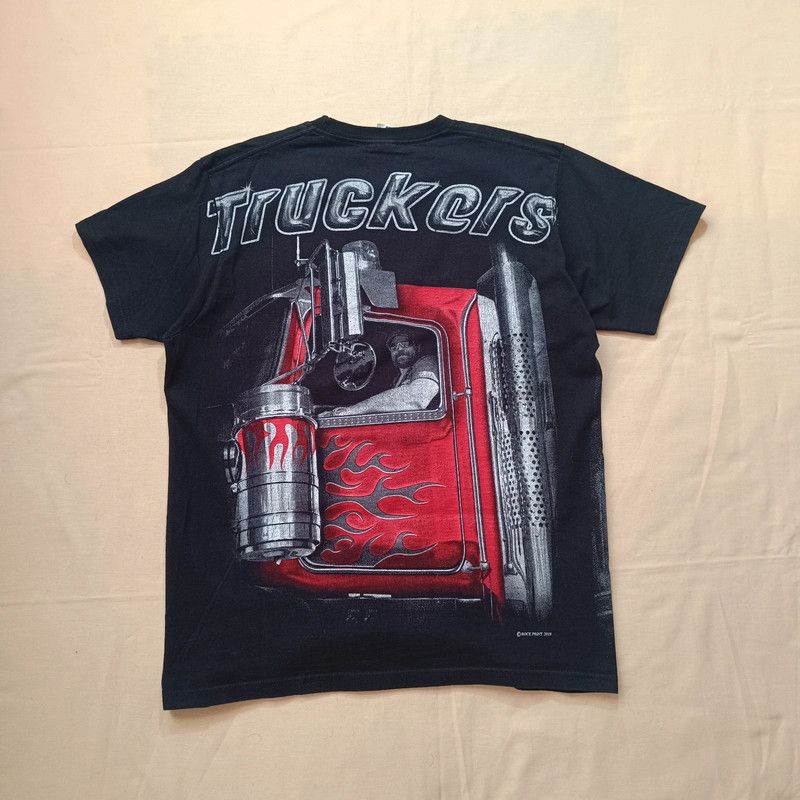 Fruit Of The Loom Truckers Black Tshirt Big Graphic Print Wolf Truck Mens M Size US M / EU 48-50 / 2 - 10 Thumbnail
