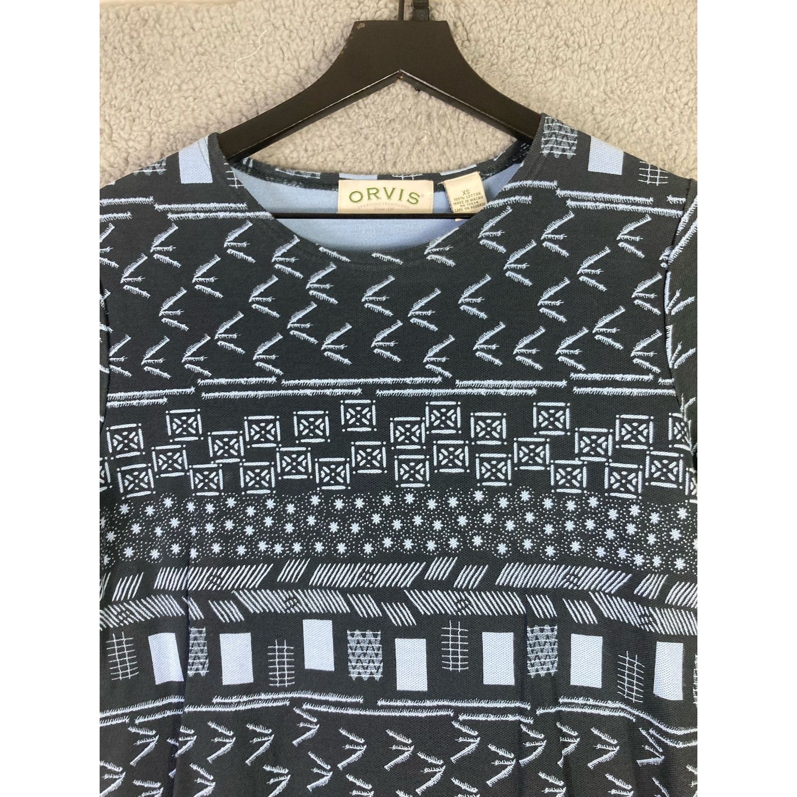 Orvis Orvis Women's XS Black Geometric T-Shirt Dress Vintage Size XS / US 0-2 / IT 36-38 - 7 Thumbnail